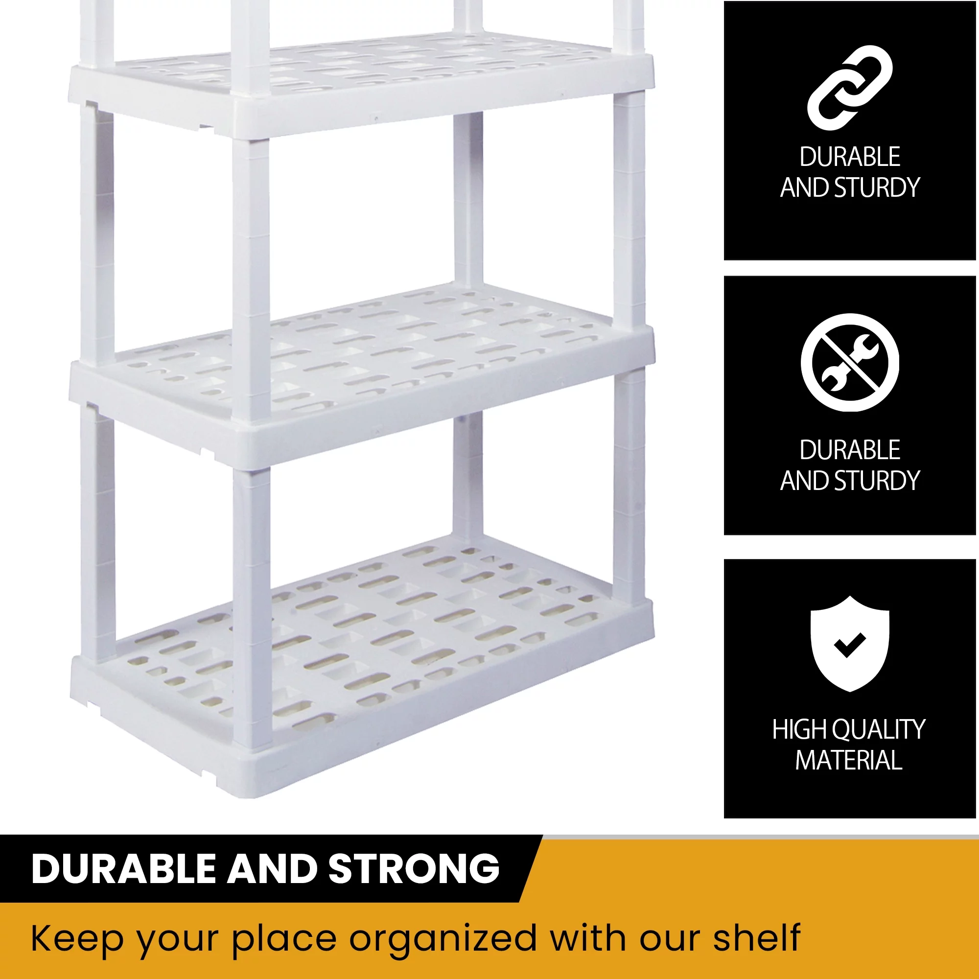 Hyper Tough 5 Shelf Plastic Garage Shelves, 2 pack Storage Shelving, White, 750 lbs. Capacity - Inhomebuy