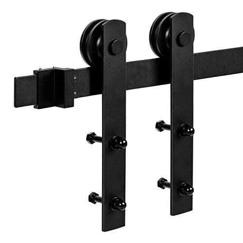 EaseLife 8 ft Double Door Sliding Barn Door Hardware Track Kit,Basic J Pulley,Heavy Duty,Slide Smoothly Quietly,Easy Install - Inhomebuy