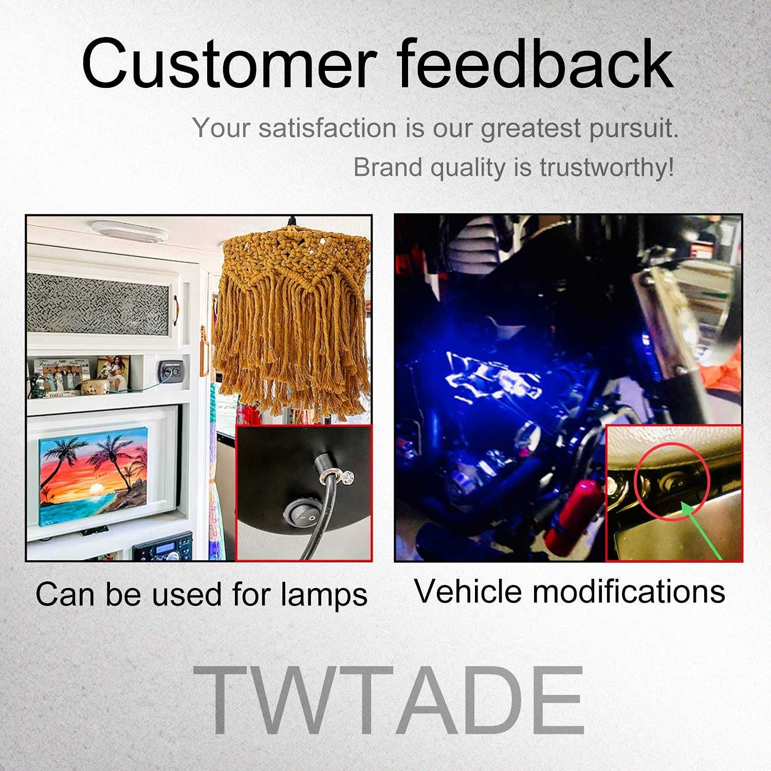 TWTADE 10Pcs Rocker Switch ON/Off 2Pin Latching Square Toggle SPST Switch Snap with Wires KCD1-X-F - Inhomebuy