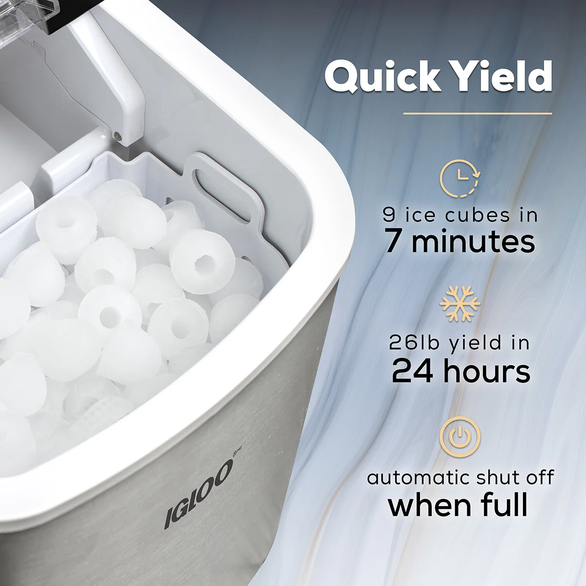 IGLOO® 26-Pound Automatic Self-Cleaning Portable Countertop Ice Maker Machine With Handle, Stainless Steel - Inhomebuy