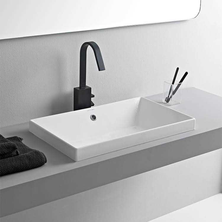 Nameeks CeraStyle 081200-U-One Hole Yeni Klasik White Wall Mounted,Self Rimming Bathroom Sink - Inhomebuy