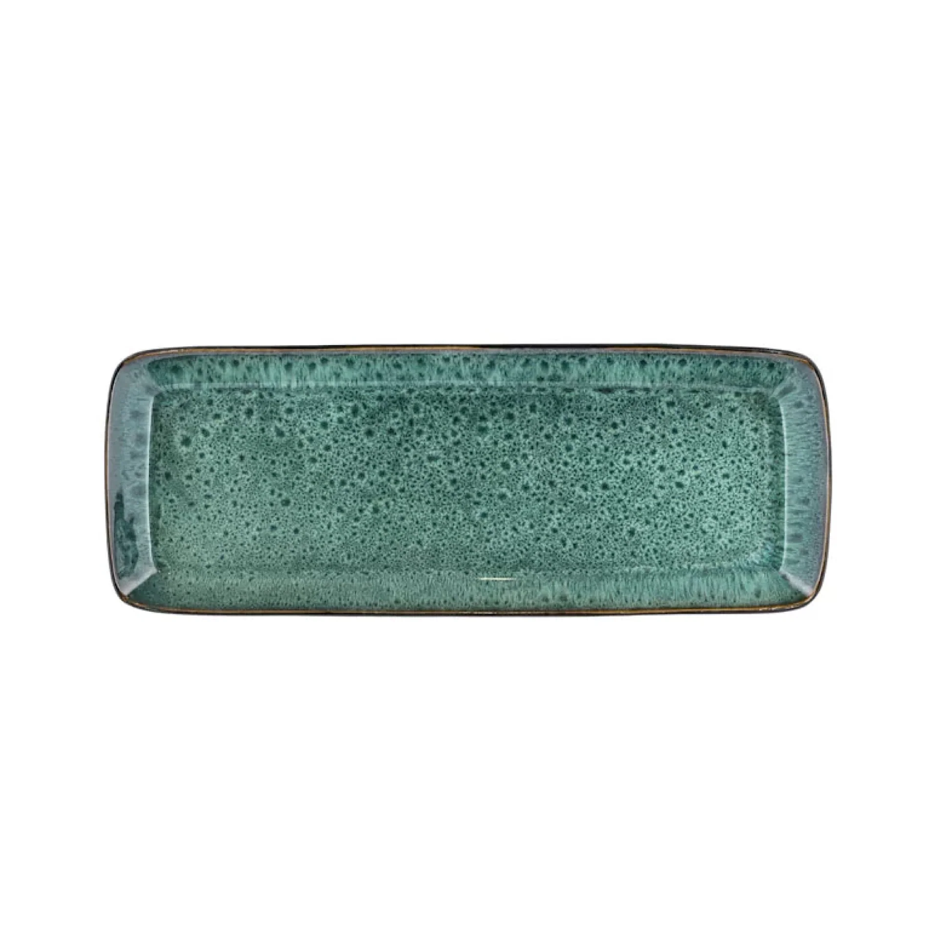 Stoneware Dish 14x38 cm Black, Green - Inhomebuy