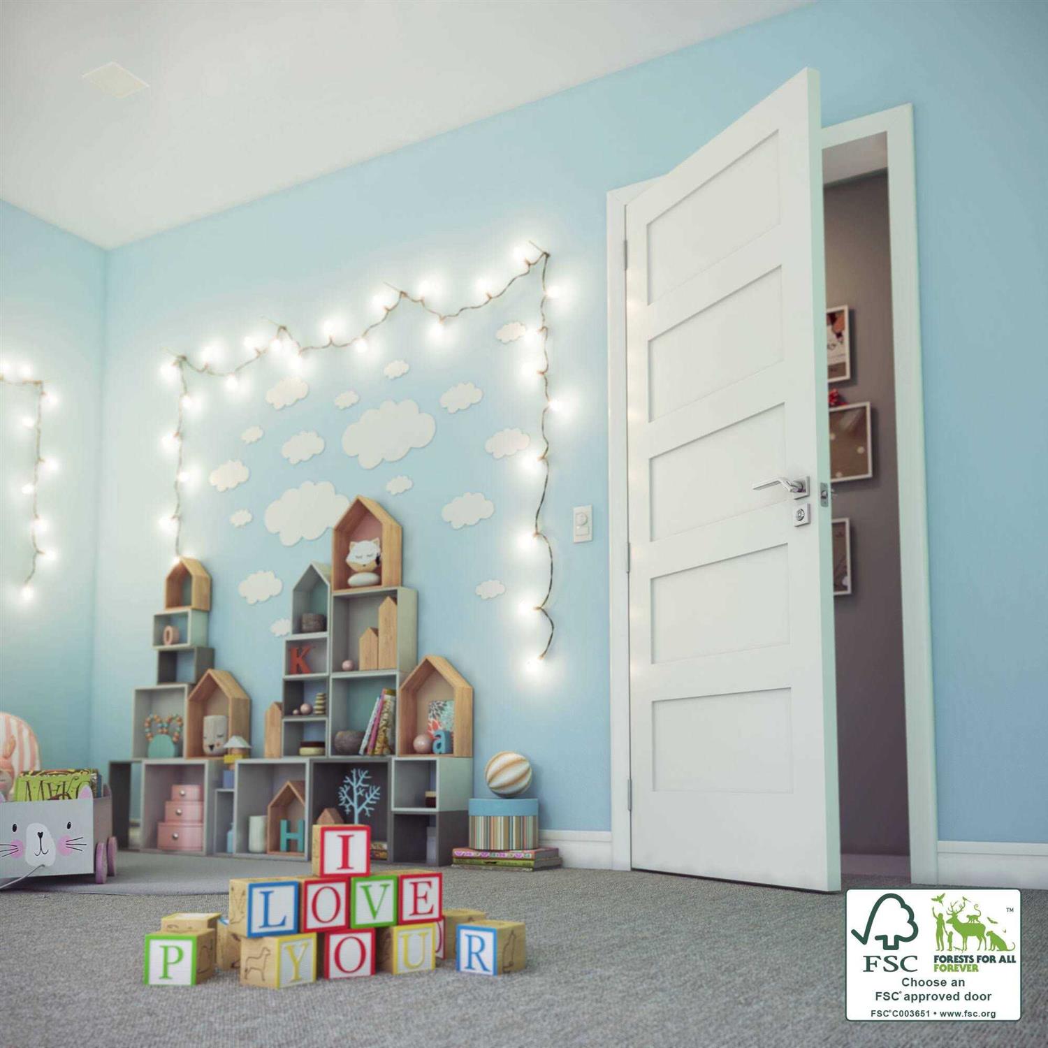 EightDoors 5-Panel Shaker White Primed Solid Wood Core Door - Inhomebuy