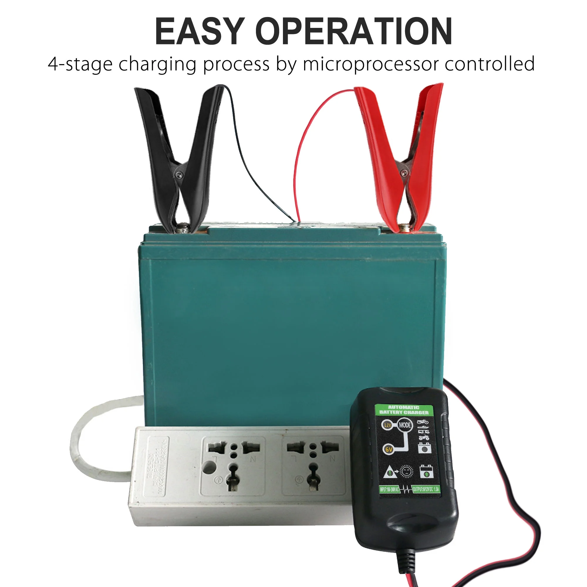 LotFancy Battery Trickle Charger Automatic 6V 12V 1.5A, Battery Tender Charger Universal Power Battery Maintainer for Automotive Car, Automotive, Motorcycle, Boats, ATVs, RVs, Lawn Mower - Inhomebuy