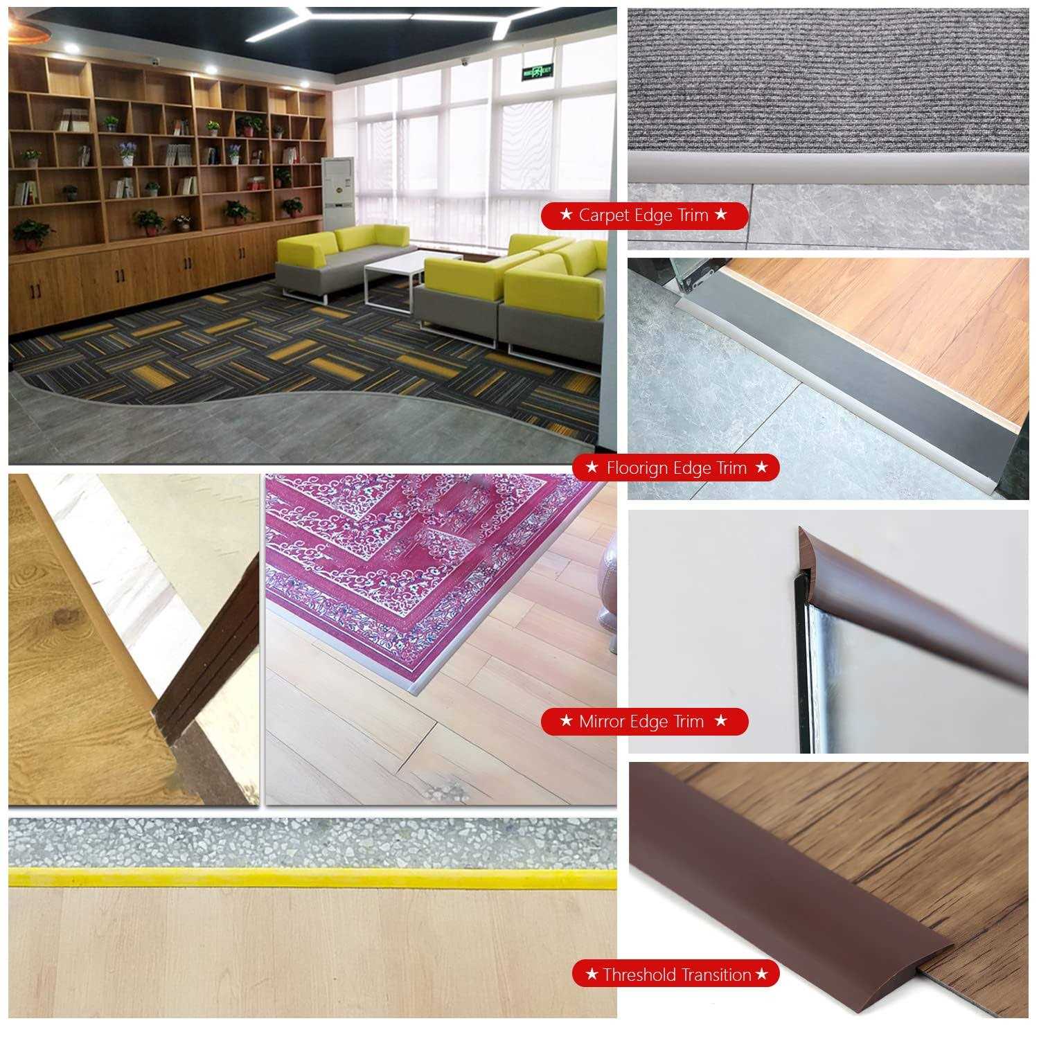 DAILISEN Vinyl Self Adhesive Overlap Threshold Reducer,Flooring Tile Laminate Border Transition Strip,Flat Carpet Rug Edging Strips - Inhomebuy
