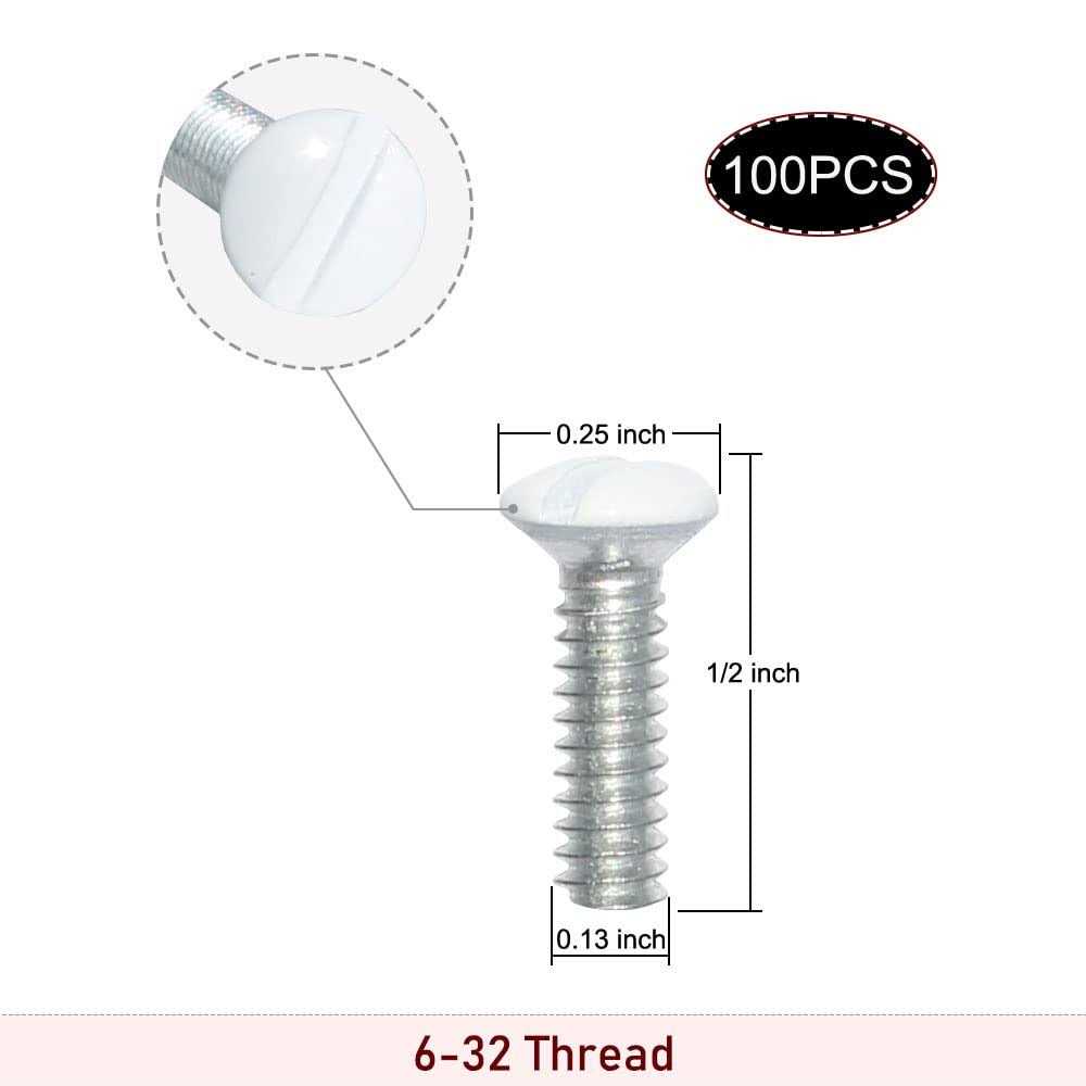 Wall Plate Screws 100 pcs White Outlet Screws Long 6-32 Thread Light Electrical Cover Panel Switch Plate Screws - Inhomebuy