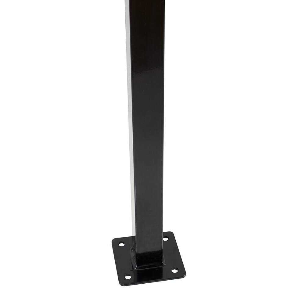 Fortress Versai 2 in. x 2 in. x Gloss Black Steel Fence Post with 5 in. Base Plate - Inhomebuy