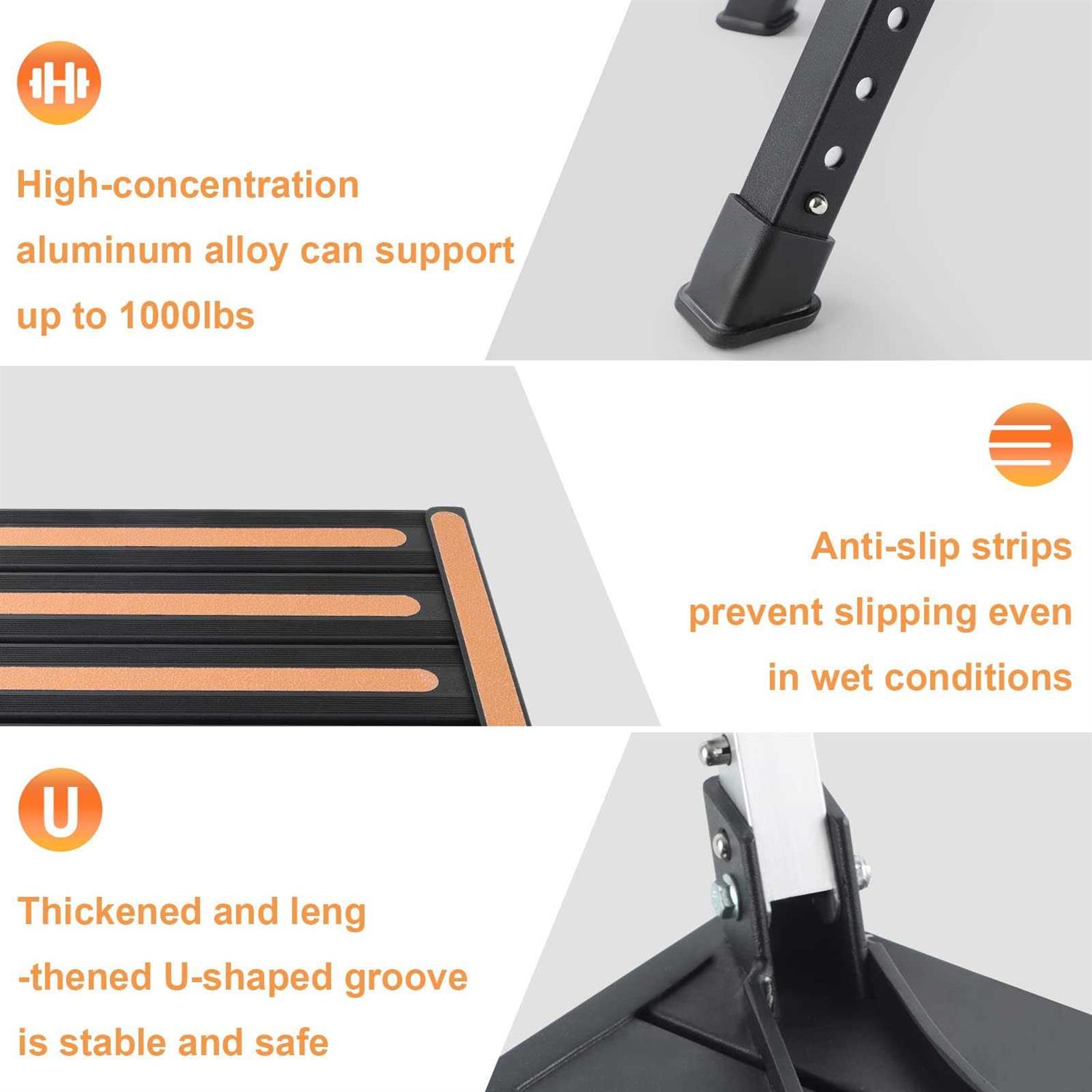 Yagud RV Stool, Adjustable Height Folding Step Stool with Non-slip Surface, Rubber Feet, Handle and Reflective Strips - Inhomebuy