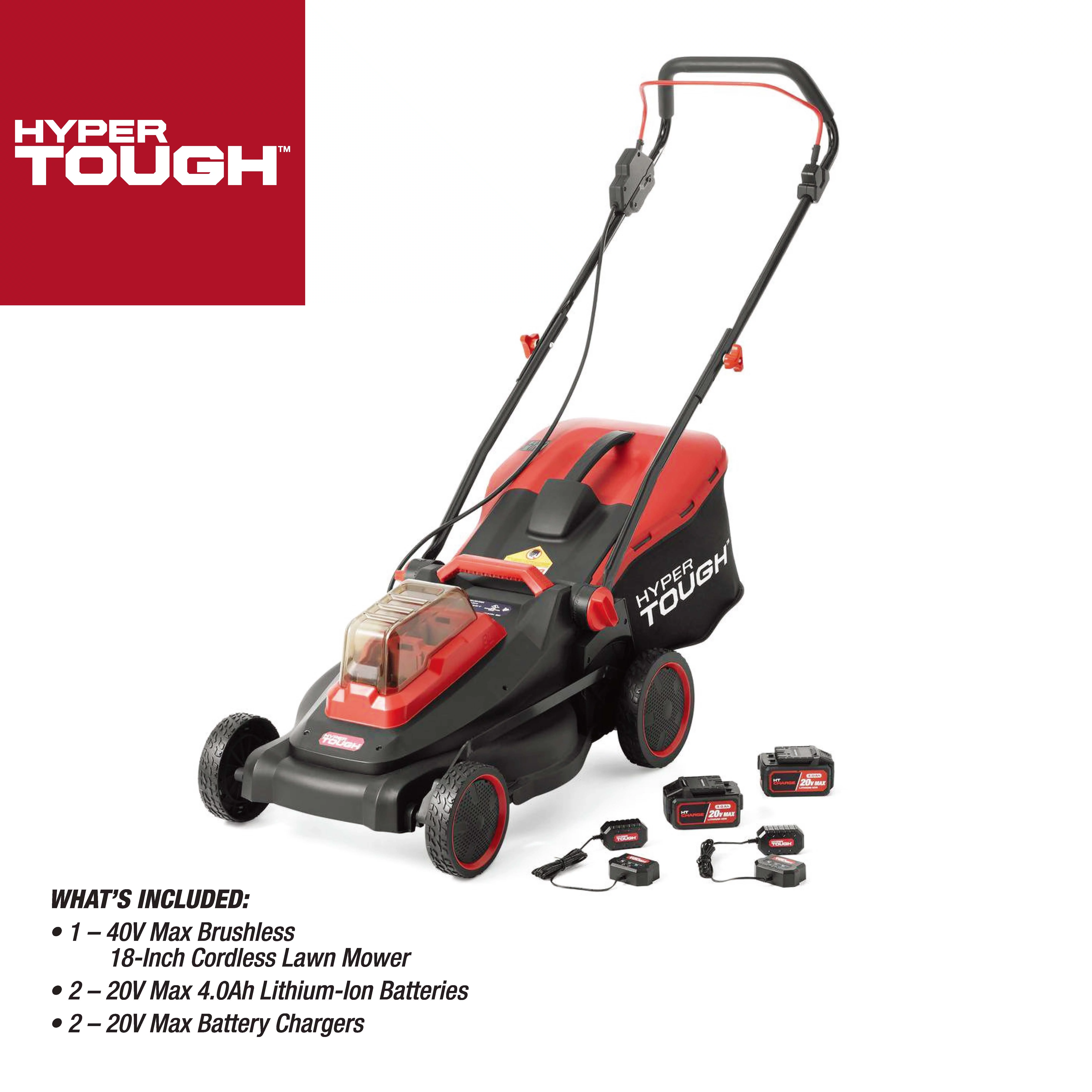 Hyper Tough 40V 18-inch Battery Powered Brushless Push Mower Kit, HT13-401-003-01 - Inhomebuy