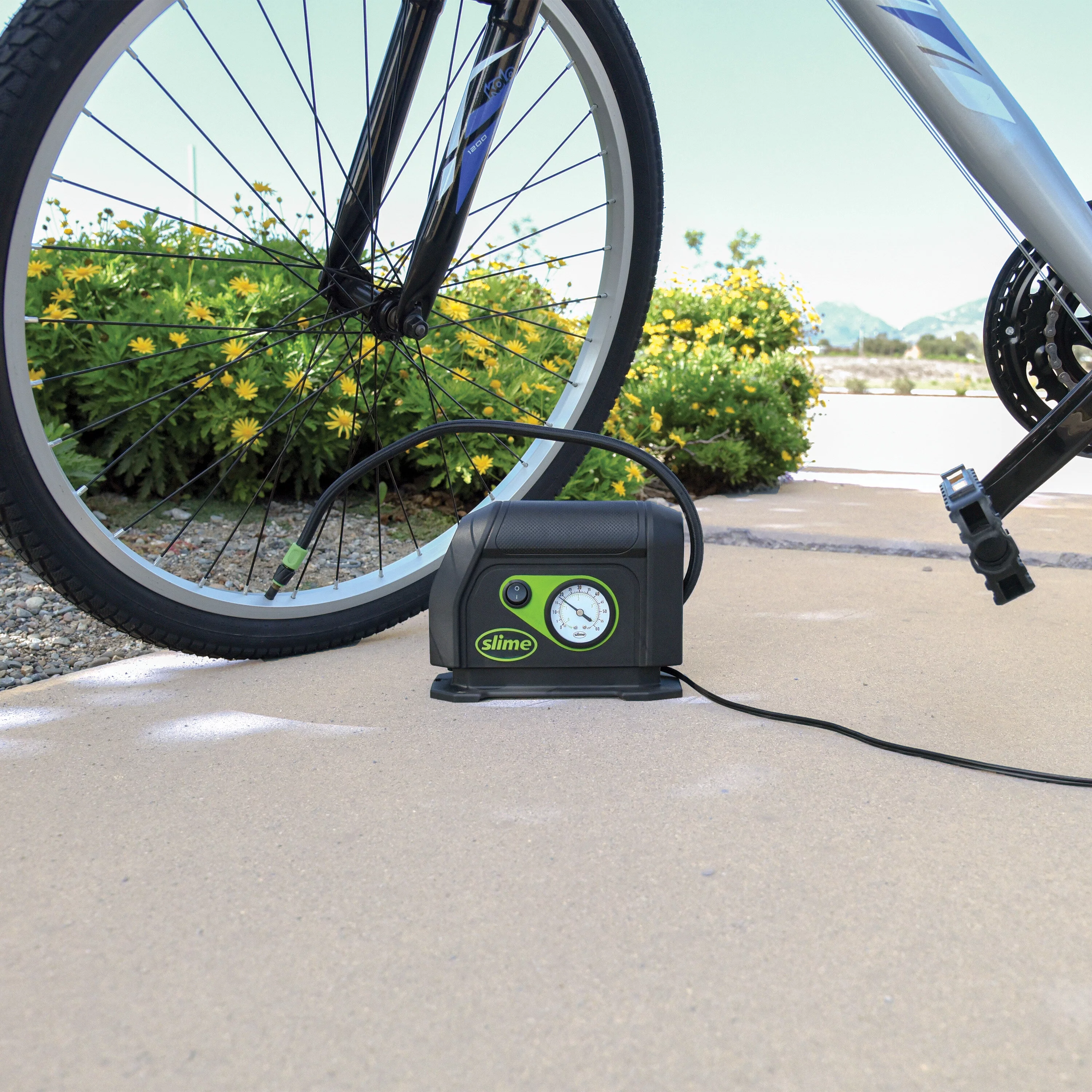 Slime Tire Inflator, Portable Car Air Compressor, 100 Psi Dial Gauge, 8 min Inflation - 40050w - Inhomebuy