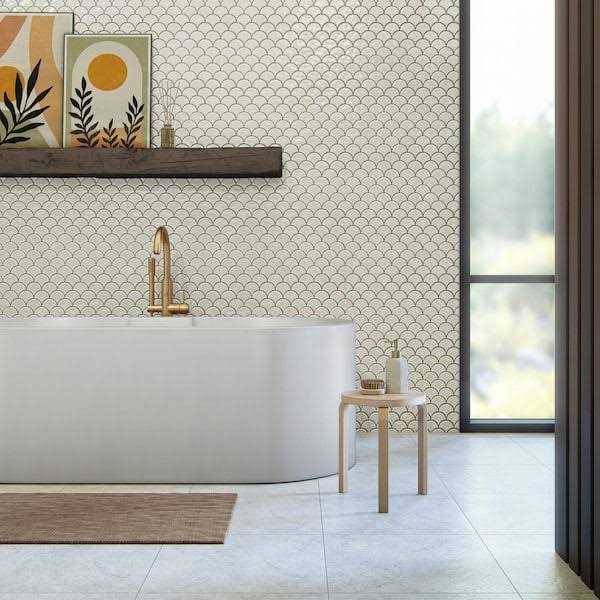 Daltile Miramo 13 in. x 13 in. Glazed Ceramic Fan Mosaic Tile - Inhomebuy