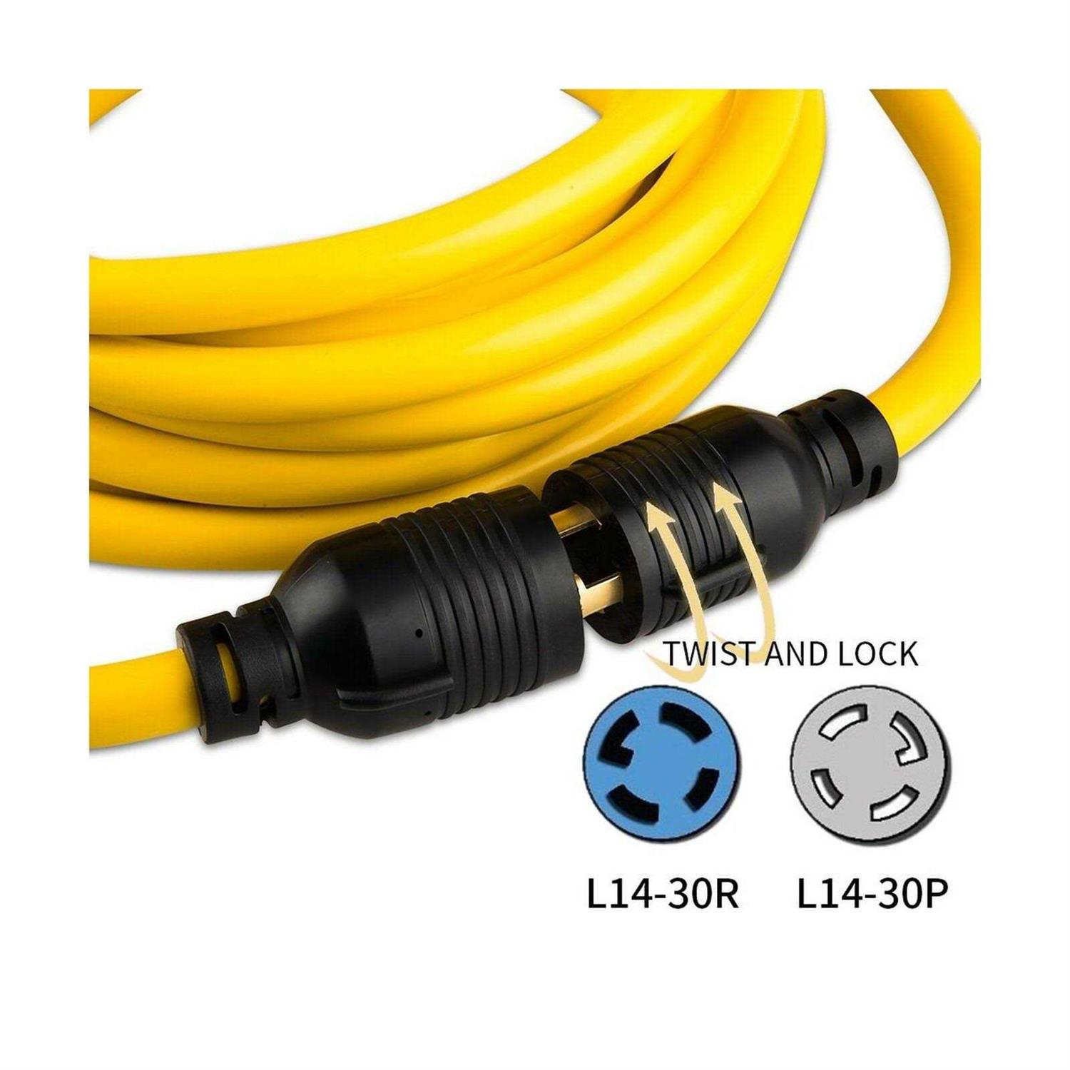 Yodotek 50FT Multiple Power Extension Cord Black,7 Evenly-Spaced Inline Outlet - Inhomebuy