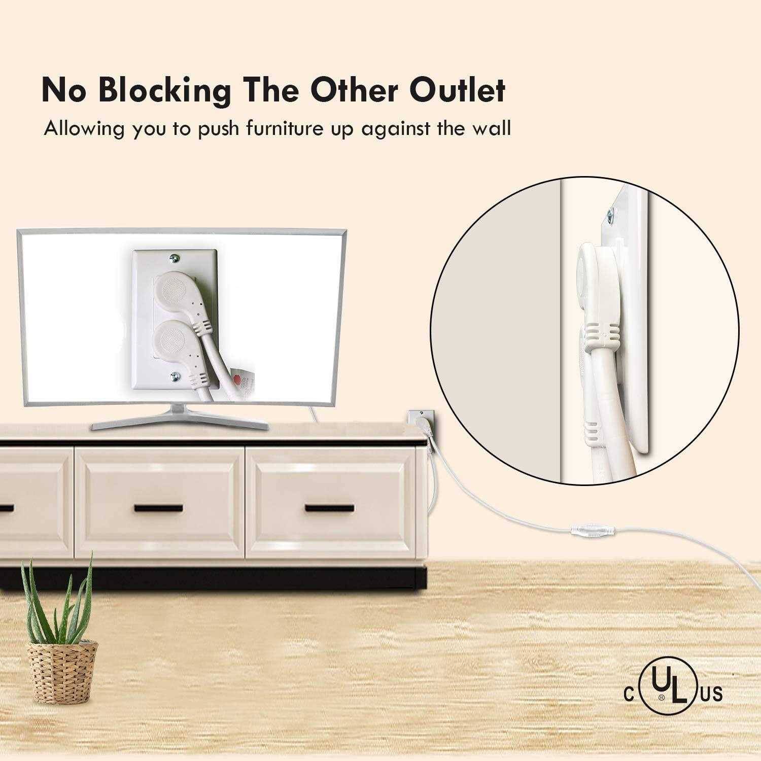 Firmerst 1875w Flat Plug Extension Cord 1 Foot - Inhomebuy