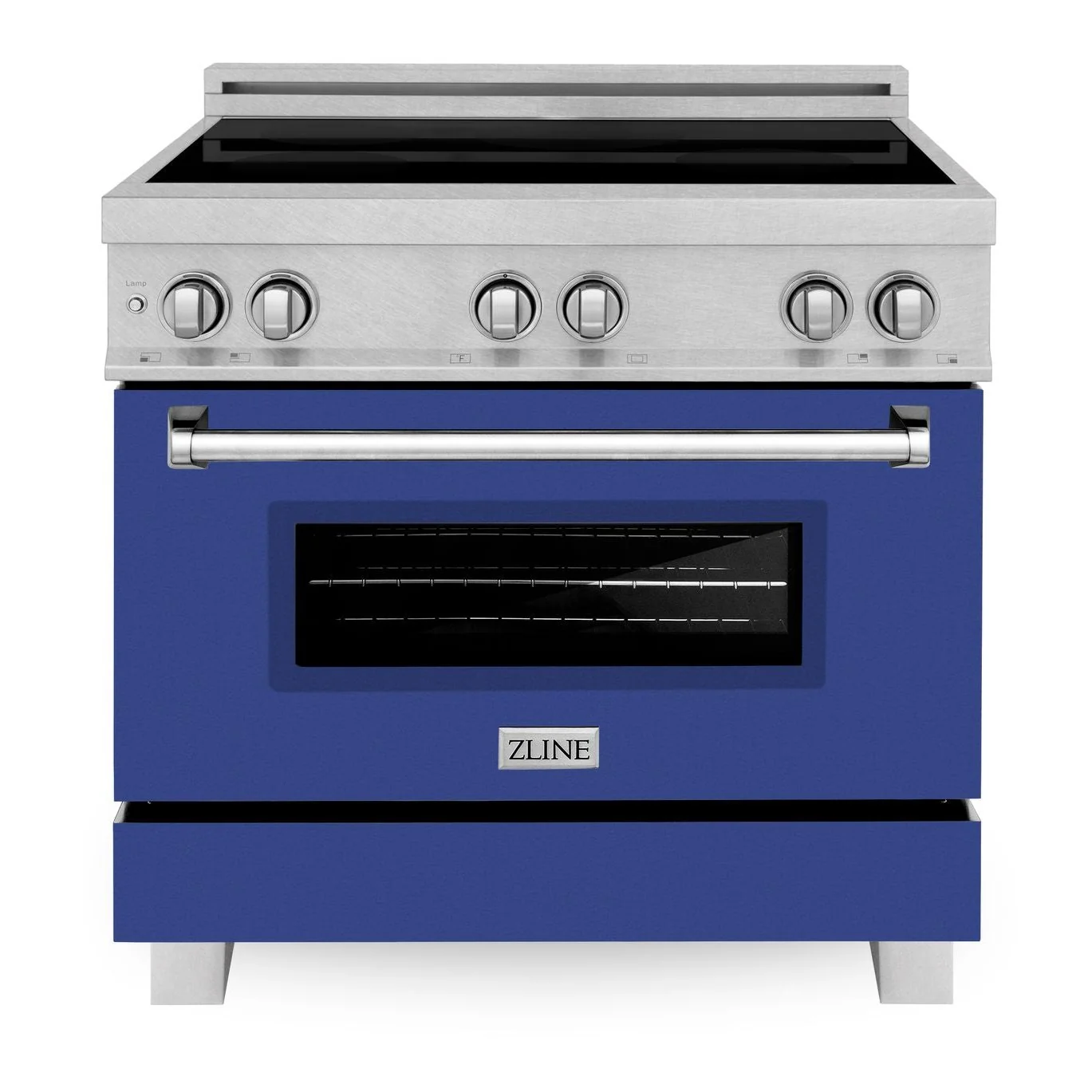 ZLINE 36 In. 4.6 cu. ft. Induction Range with a 4 Element Stove and Electric Oven in Durasnow and Blue Matte, RAINDS-BM-36 - Inhomebuy