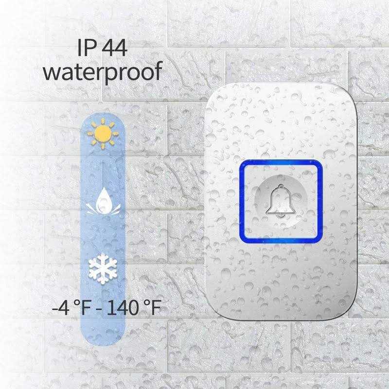 Wireless Doorbell Waterproof Door Bell Battery Operated at 1,300 ft with 2 Plug in Receivers Kit 1 Chime transmitter Remote Button - Inhomebuy