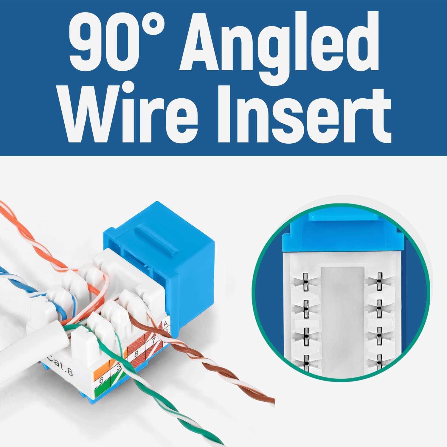 Everest Media Solutions easyJACK 90° Angled Speed Termination Tool with 10 Blue & 10 White Cat6 Keystone Jacks - Inhomebuy