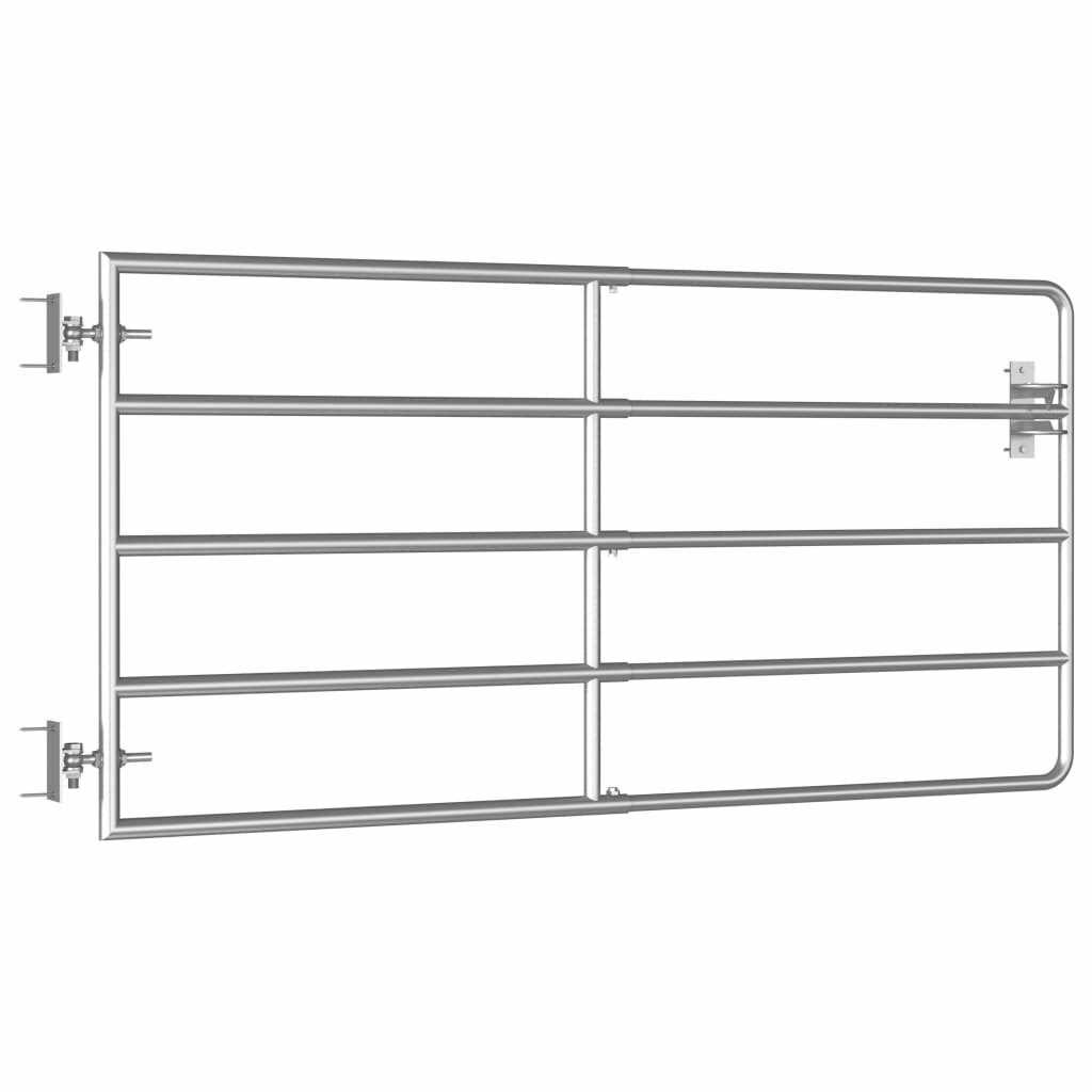 vidaXL 5 Bar Field Gate Steelx35.4 Silver - Inhomebuy