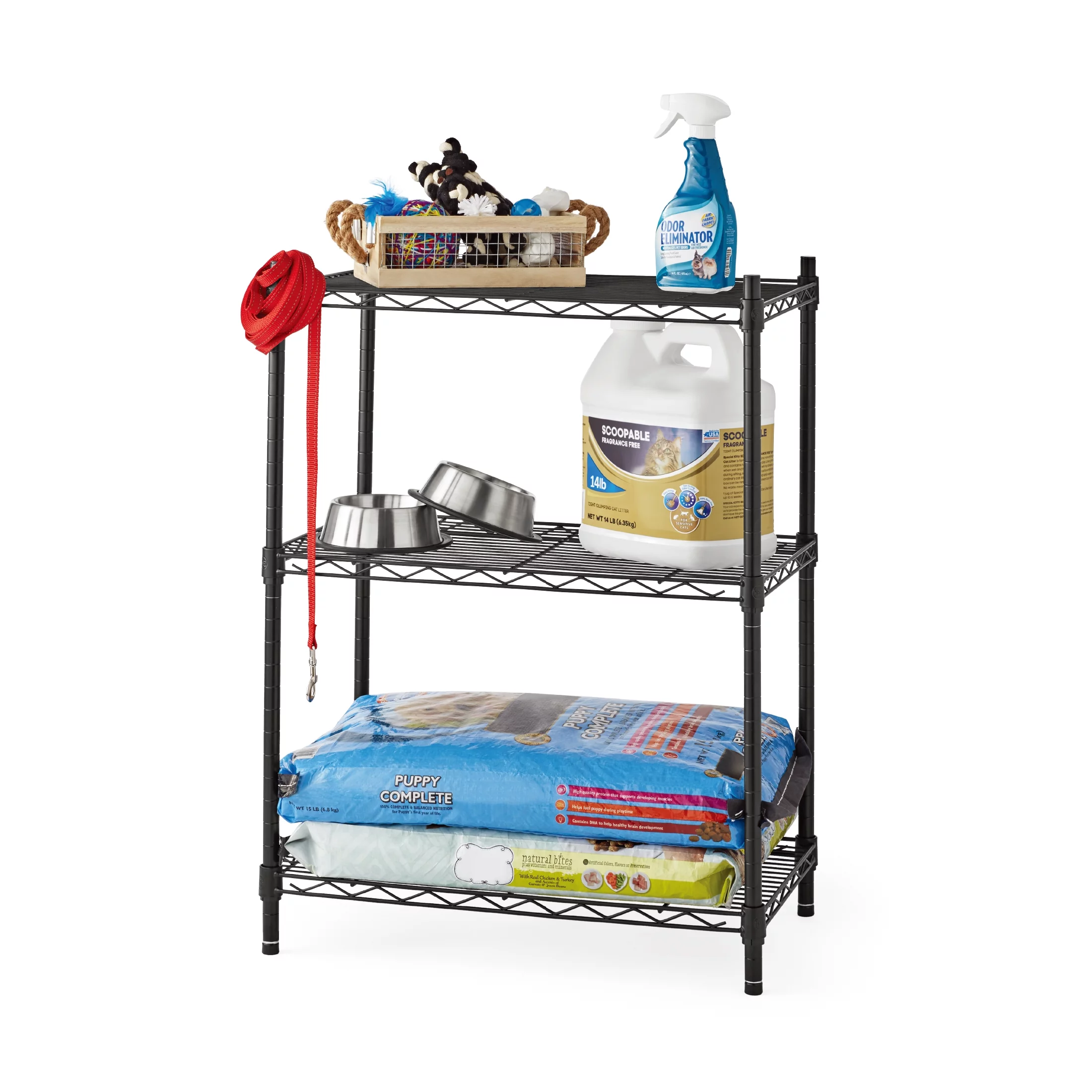 Hyper Tough 3-Tier Multipurpose Wire Shelving Rack, Black Color,750lbs Load Capacity, for Adult - Inhomebuy