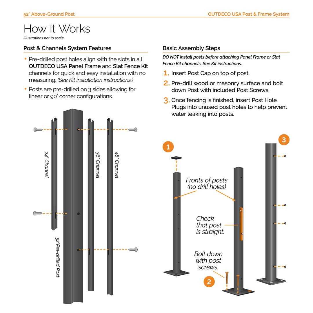 OUTDECO 2 in. x Black Galvanized Steel Fence Post and Welded Base Plate - Inhomebuy