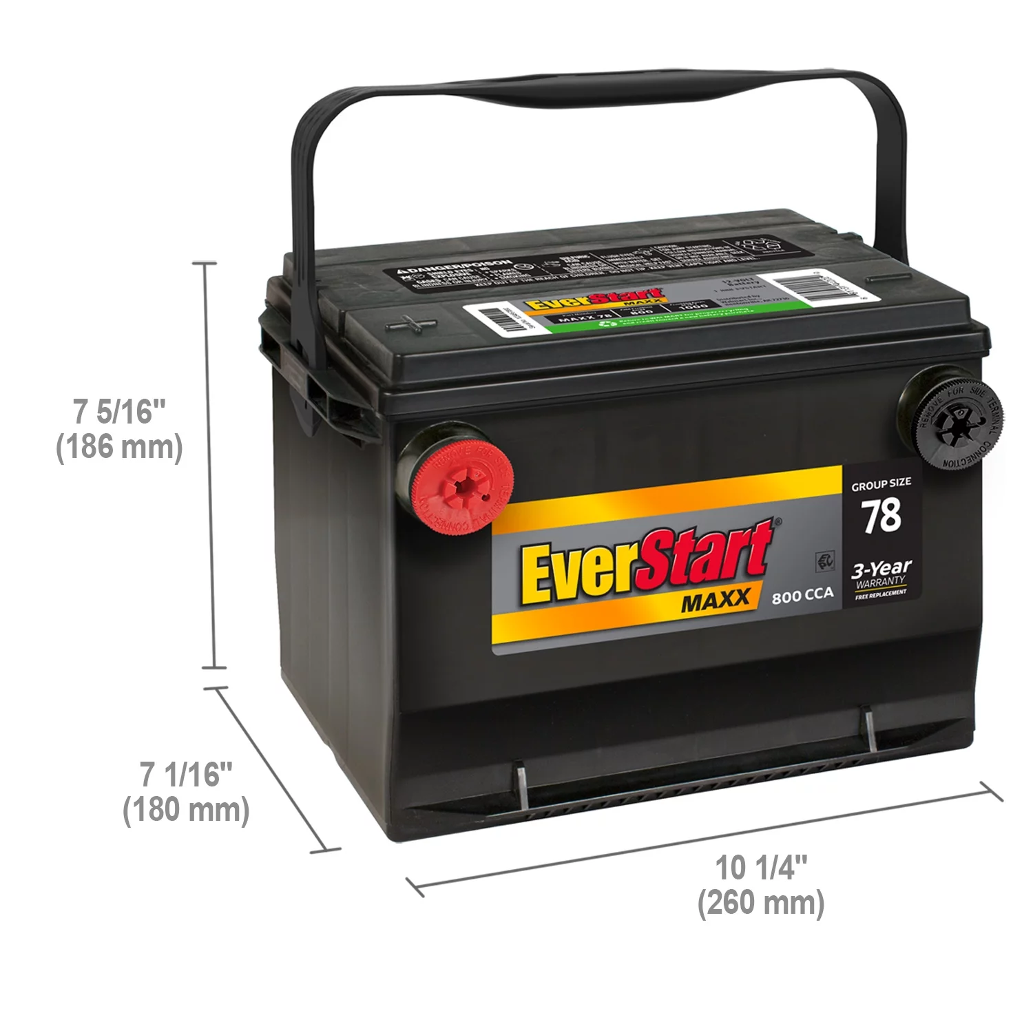 EverStart Maxx Lead Acid Automotive Battery, Group Size 78 12 Volt, 800 CCA - Inhomebuy