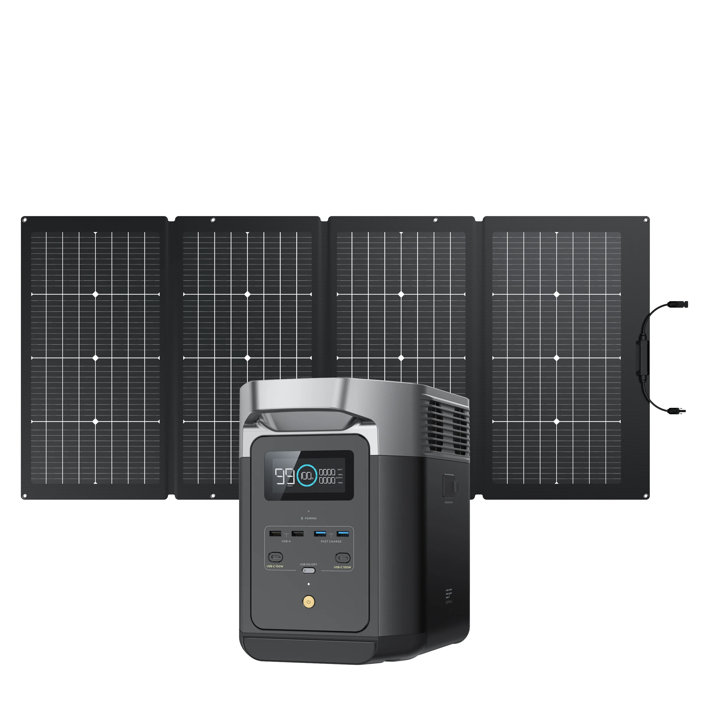 EcoFlow Package - DELTA 2 Portable Power Station (1024Wh) and 1 x Bifacial Portable Solar Panel (220W) - Inhomebuy