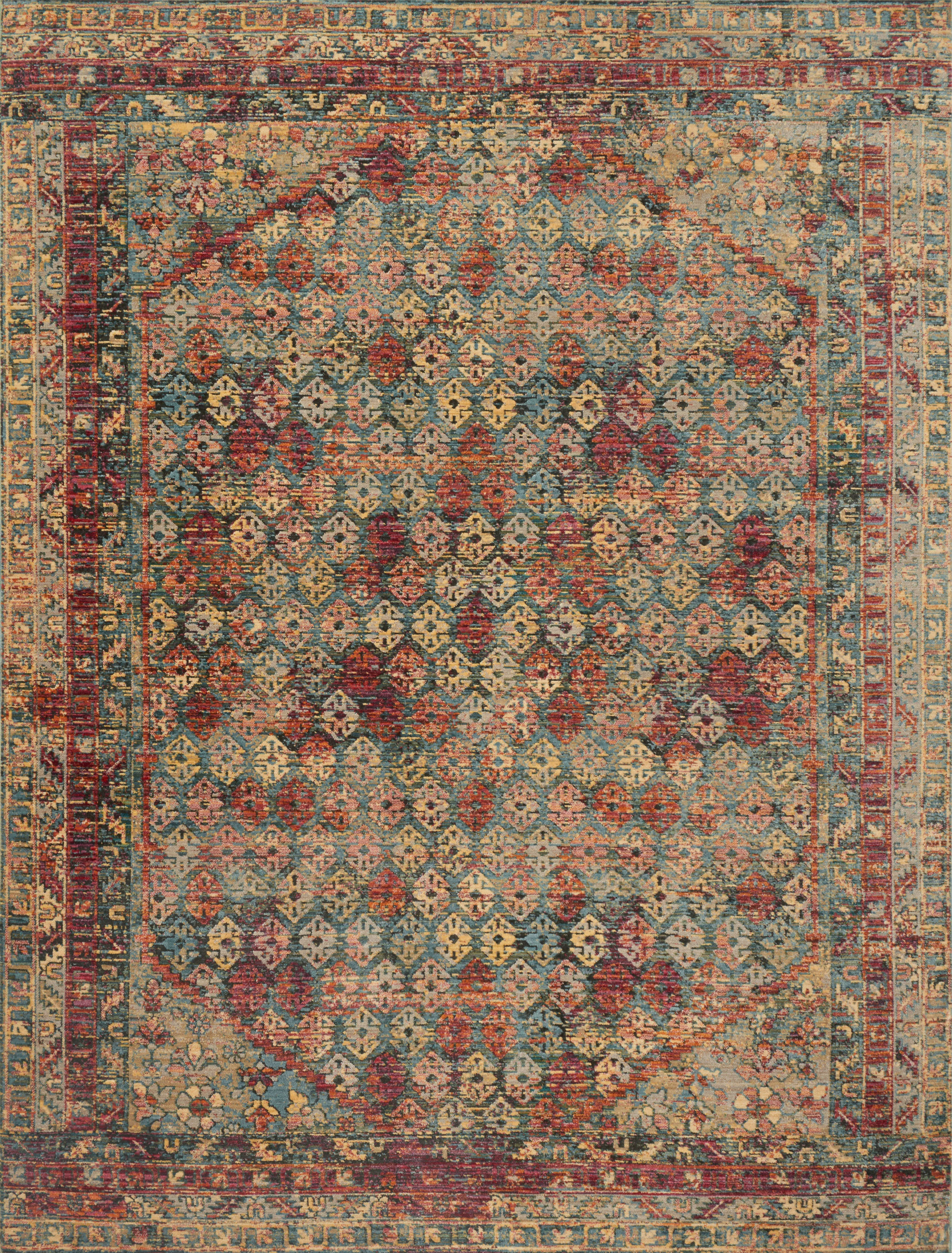 Loloi Rugs Javari Collection Rug in Slate, Berry - 12'0