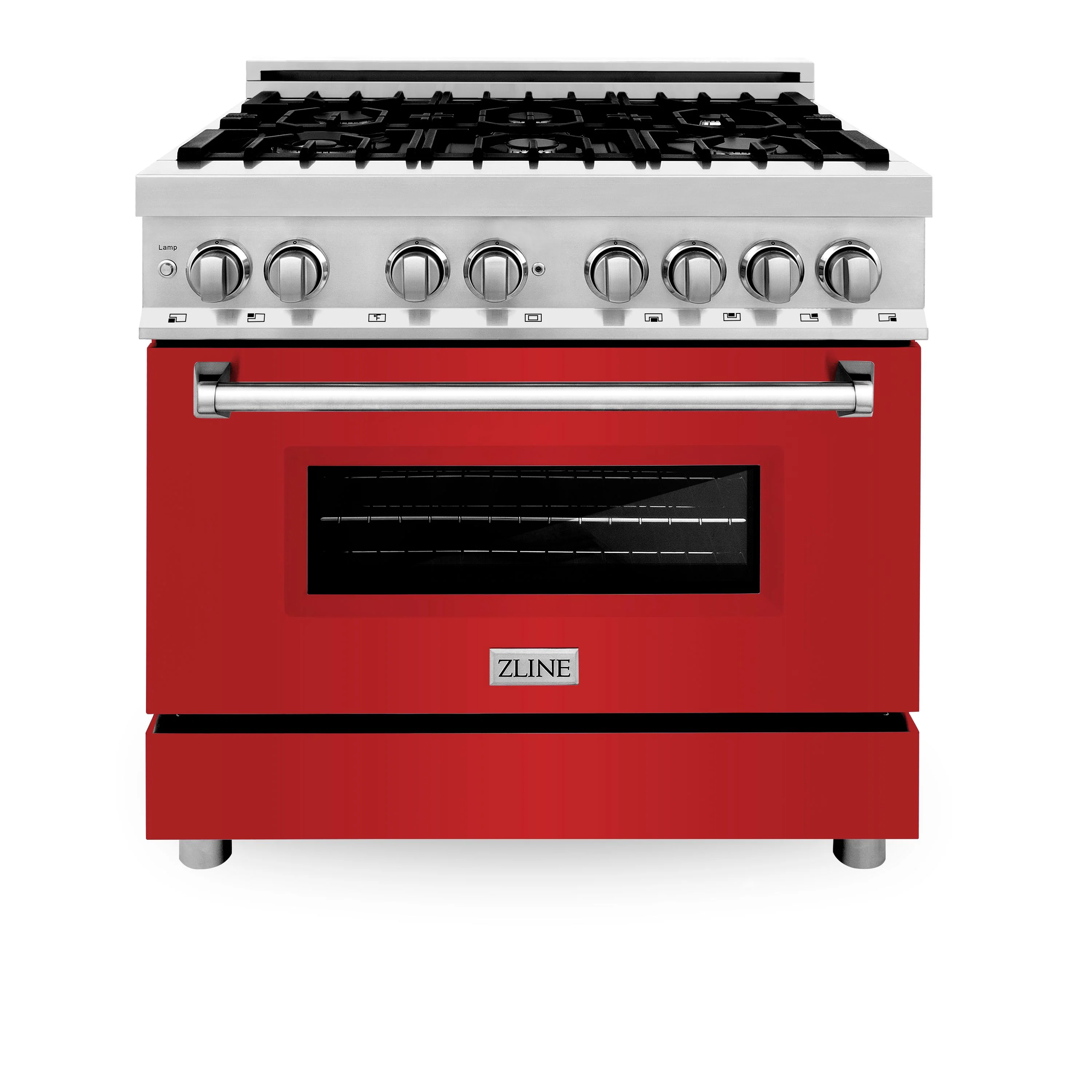 ZLINE 36 in. Professional Gas Burner/Electric Oven Stainless Steel Range with Red Matte Door, RA-RM-36 - Inhomebuy