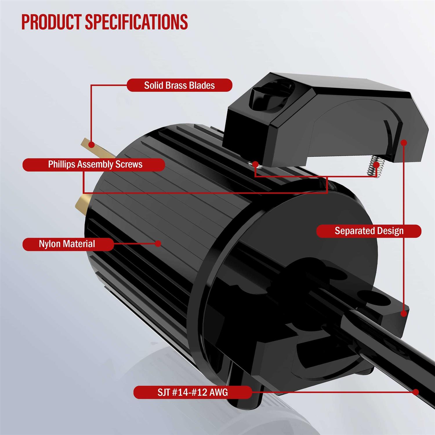 Enerlites Nema 6-15p Straight Blade Replacement Plug Connector Male Extension Cord Ends 66220-BK - Inhomebuy