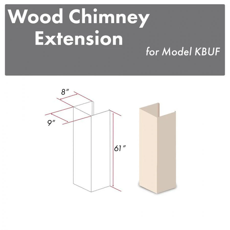 ZLINE 61 in. Wooden Chimney Extension for Ceilings up to 12.5 ft, KBUF-E - Inhomebuy