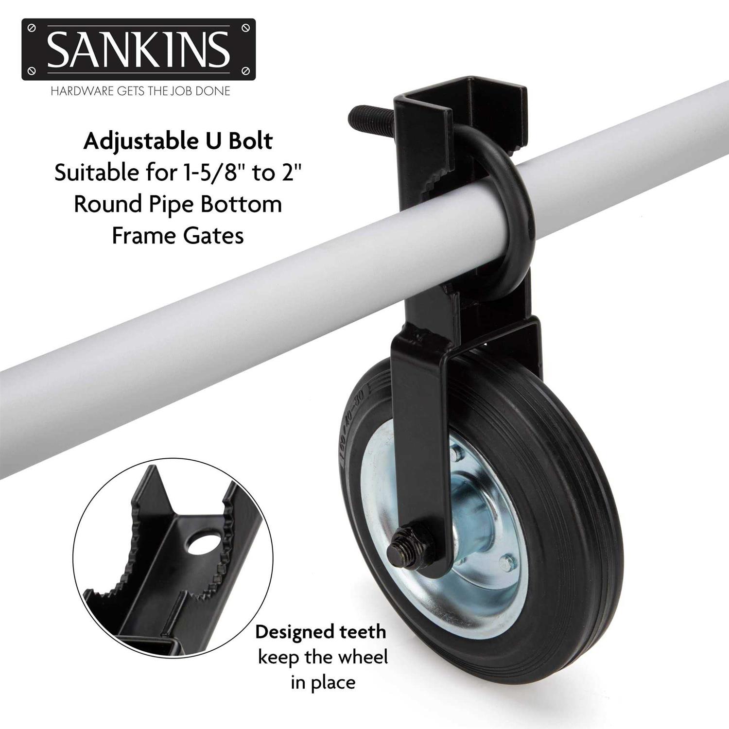 SANKINS Gate Helper Wheel for Supporting Metal Swing Gates with 1-5/8 Thru 2 Gate Frames - Inhomebuy