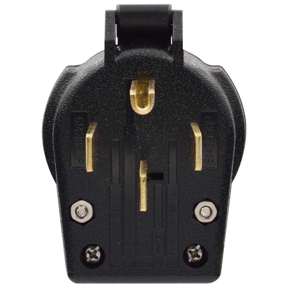 ELEGRP 30 Amp/50 Amp 125/250-Volt 3-Pole/3-Wire NEMA 10-30P/10-50P Non-Grounded Straight Blade Angle Plug - Inhomebuy