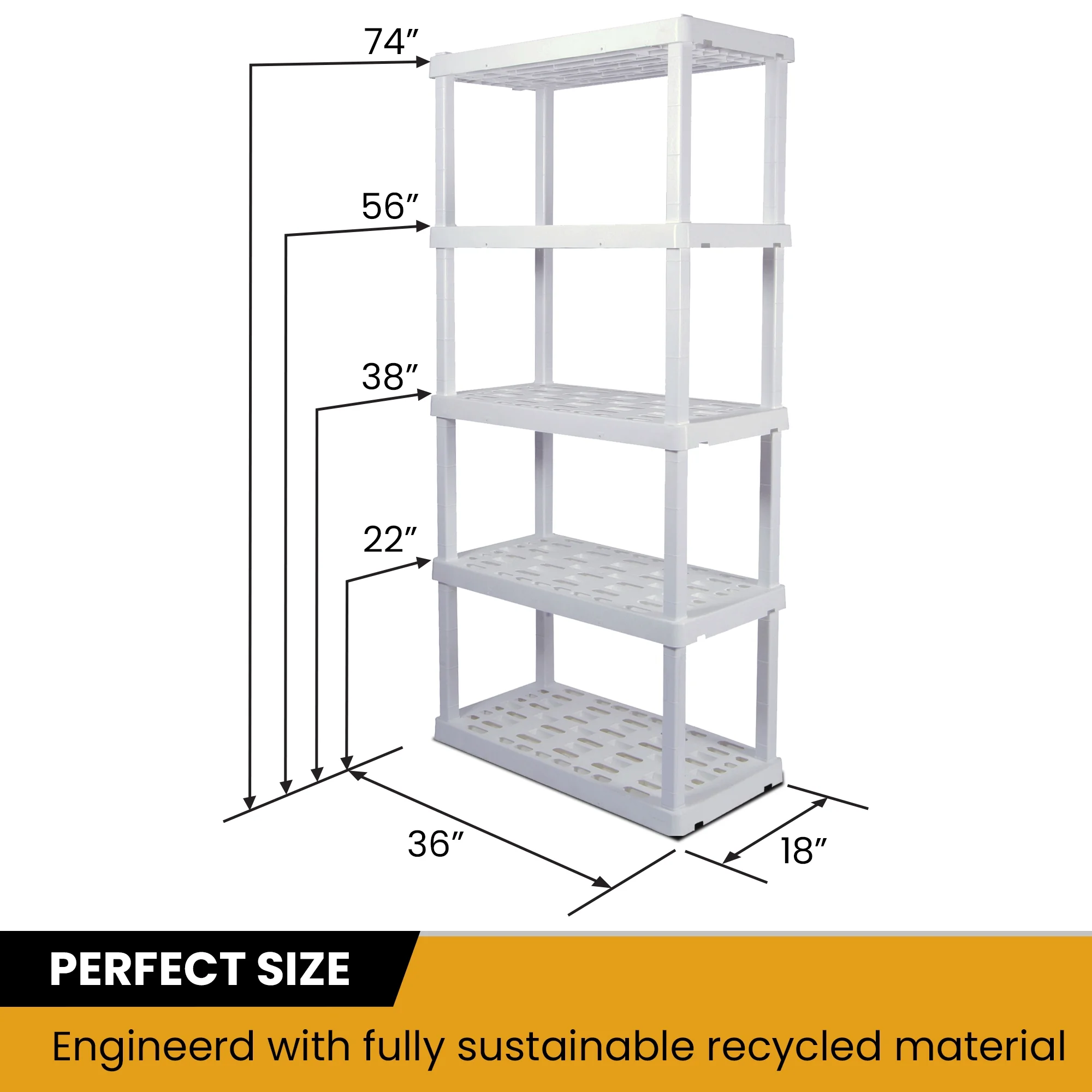 Hyper Tough 5 Shelf Plastic Garage Shelves, 2 pack Storage Shelving, White, 750 lbs. Capacity - Inhomebuy