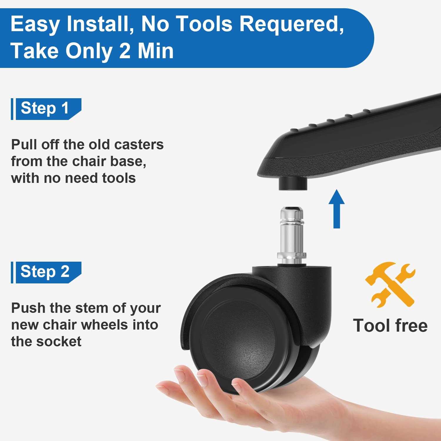 Office Chair Caster Wheels 3 Rollerblade Rubber Replacement Chair C - Inhomebuy