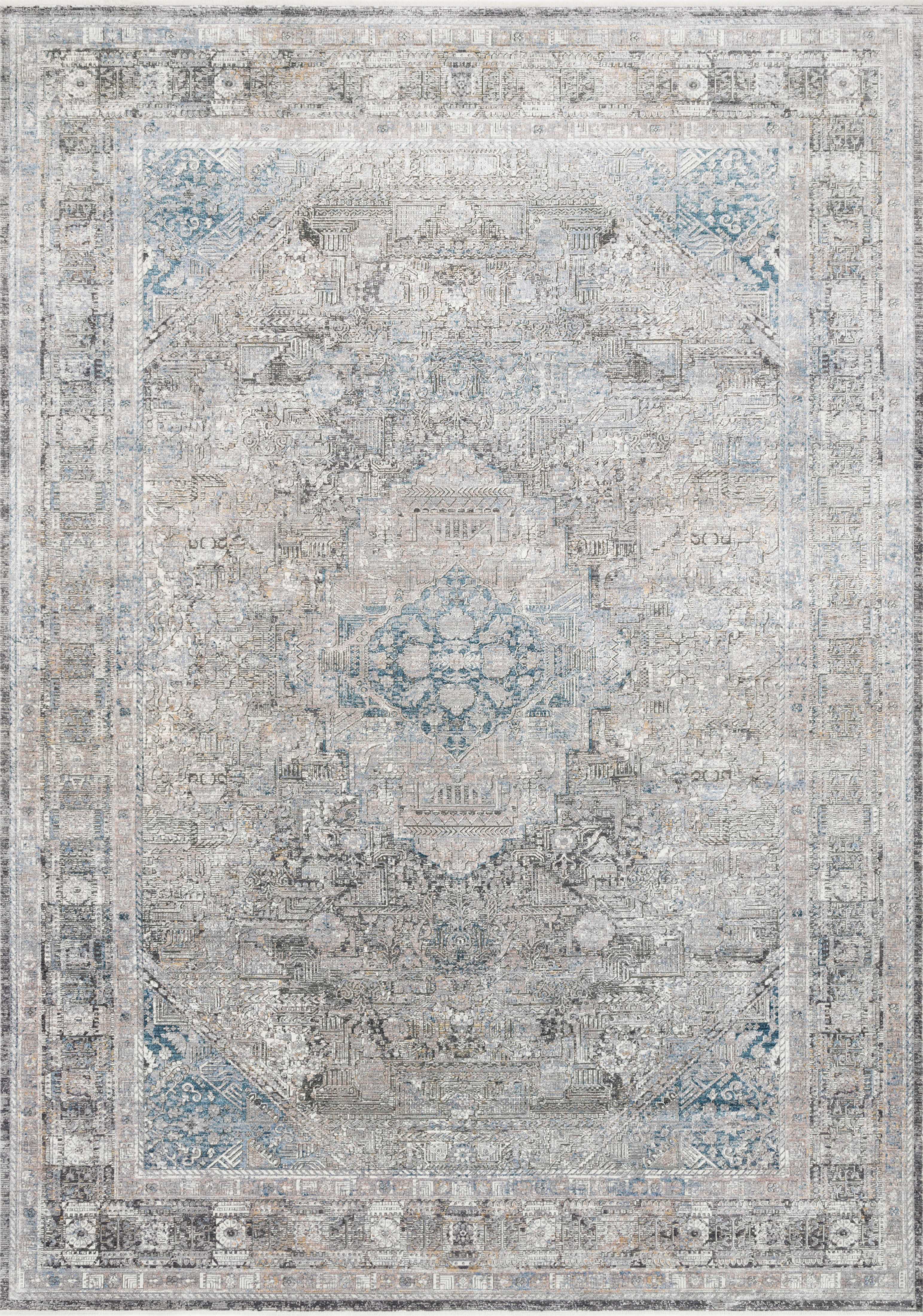 Loloi Rugs Gemma Collection Rug in Silver, Blue - 7'7