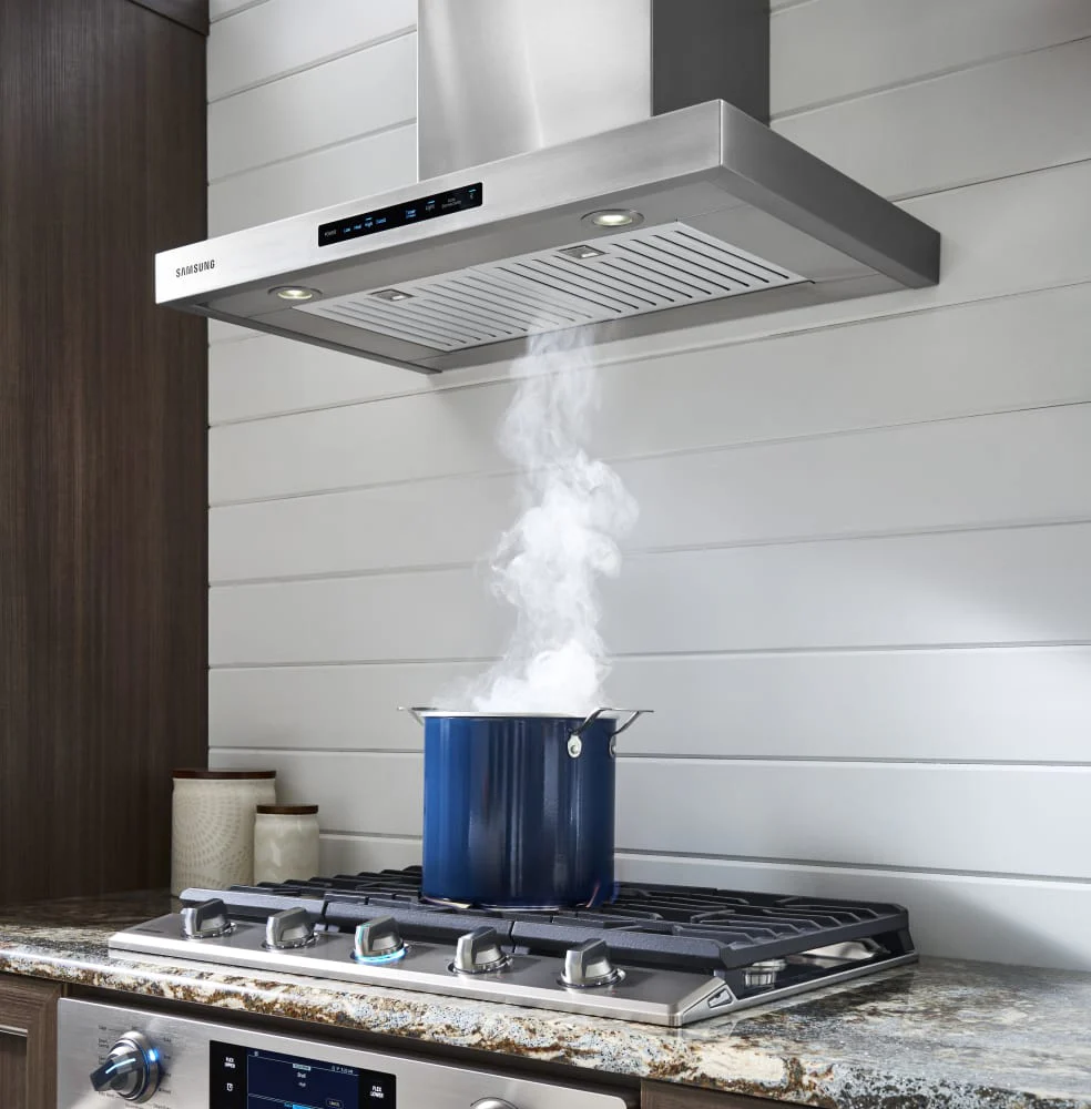 SAMSUNG 36 Inch Smart Wall Mount Chimney Range Hood with Wi-Fi and Bluetooth Connectivity - NK36K7000WS - Inhomebuy
