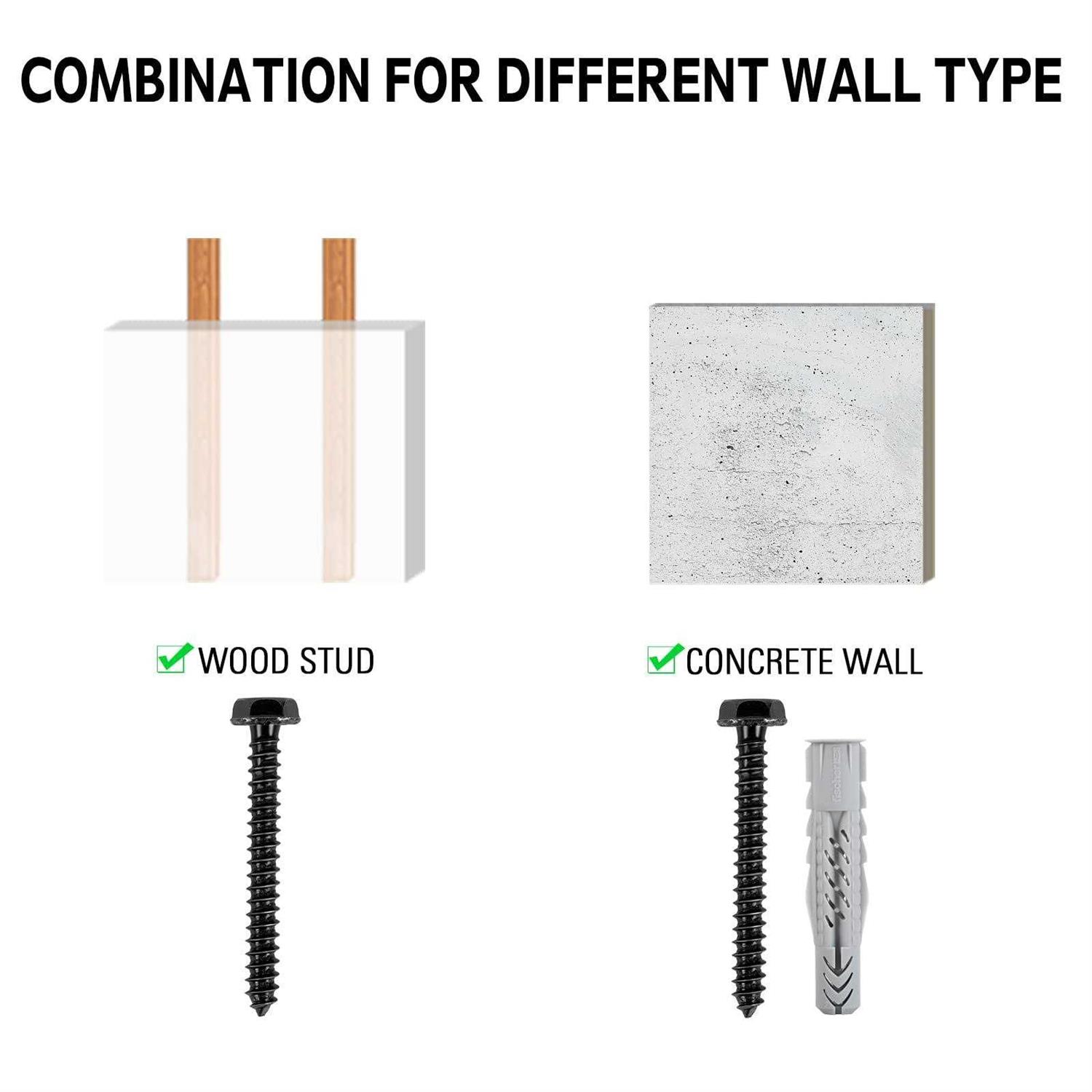 Mounting Dream Lag Bolt Kit for TV Wall Mount Comes with M7 Lag Bolt for Wood Stud, Fischer Anchors for Concrete Wall, Includes Allen Key and Bubble - Inhomebuy