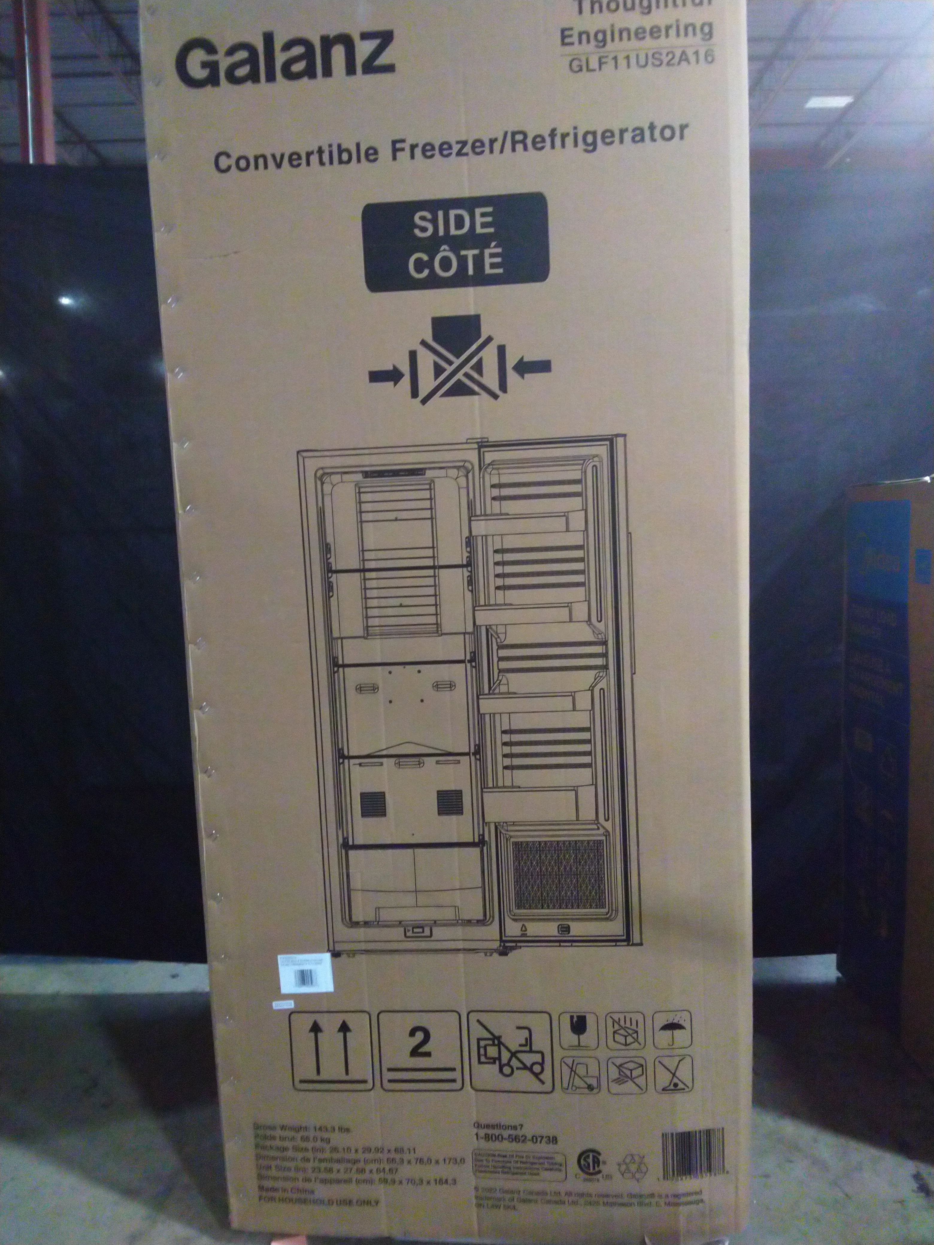 GALANZ 11 CU.FT. STAINLESS STEEL CONVERTIBLE UPRIGHT FREEZER/REFRIGERATOR - GLF11US2A16 - Inhomebuy