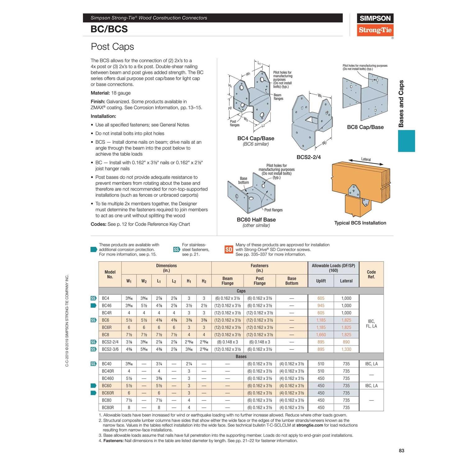 Simpson Strong-Tie BC4 Post Cap/Base - Inhomebuy