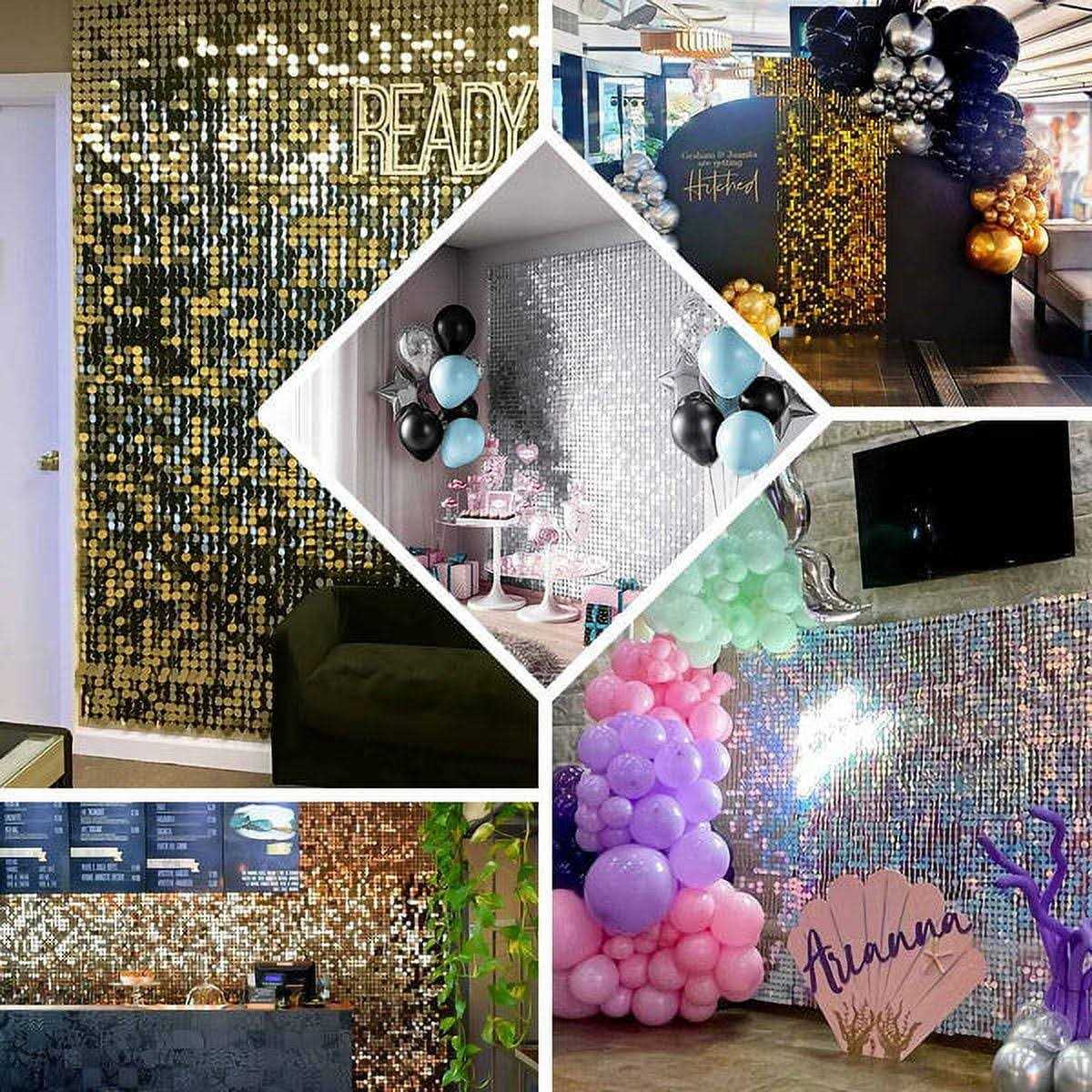 Efavormart 10 Panels Ritzy Sequin Shimmer Wall Backdrop Panels Round Sequin Party Backdrop - Inhomebuy