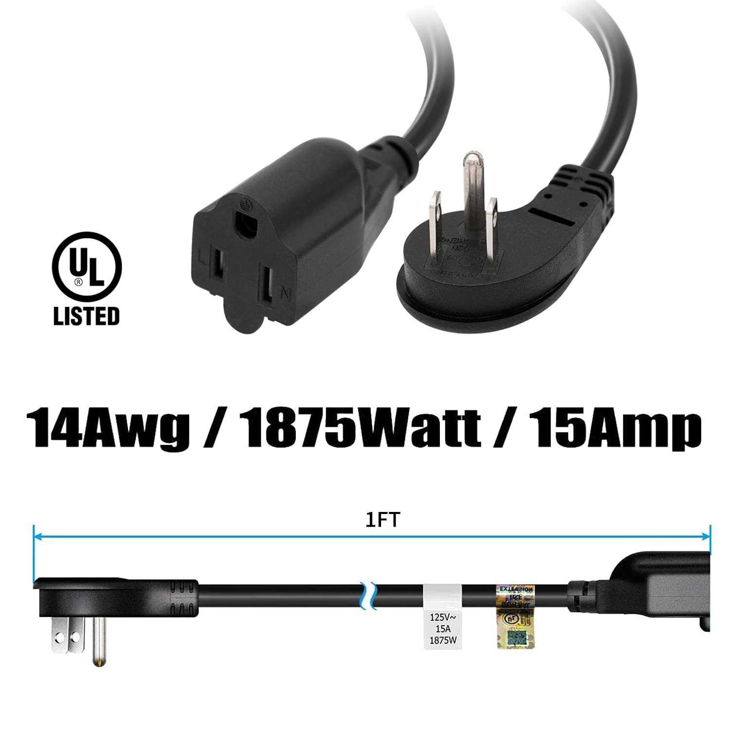 Firmerst 10ft 1875W Flat Plug Extension Cord 14 Awg - Inhomebuy