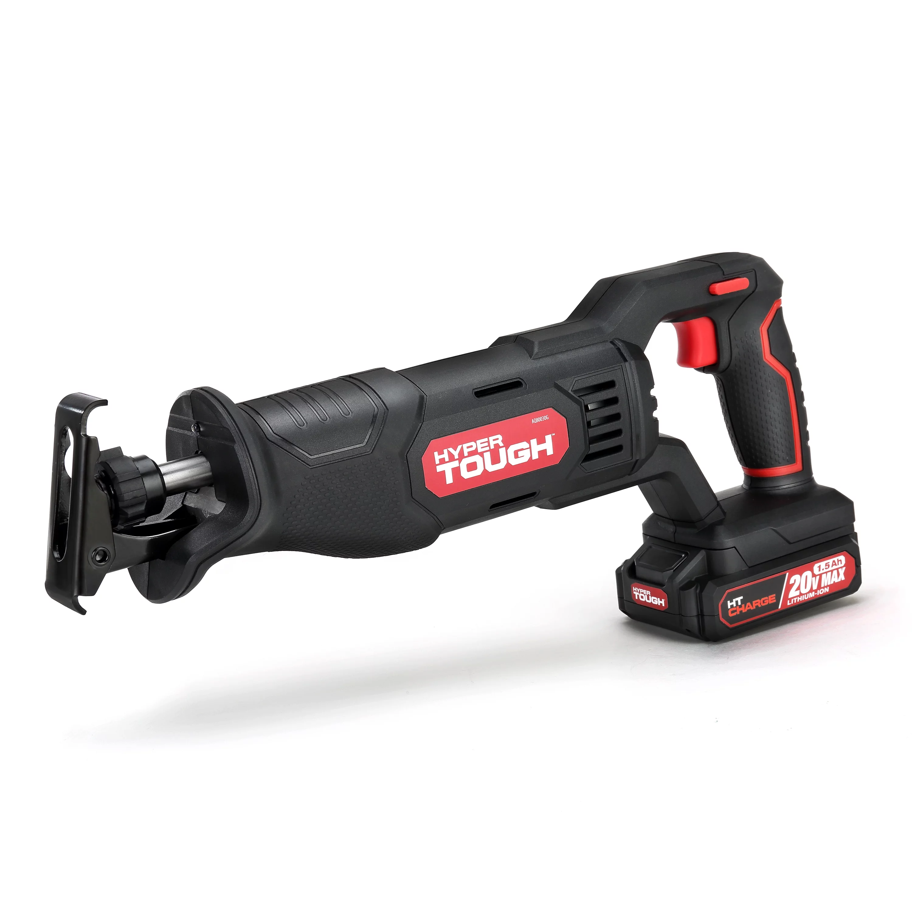 Hyper Tough 20V Max Lithium-ion Cordless Reciprocating Saw, Variable Speed, Keyless Blade Change, with 1.5Ah Lithium-Ion Battery and Charger, Wood Blade and LED Light - Inhomebuy