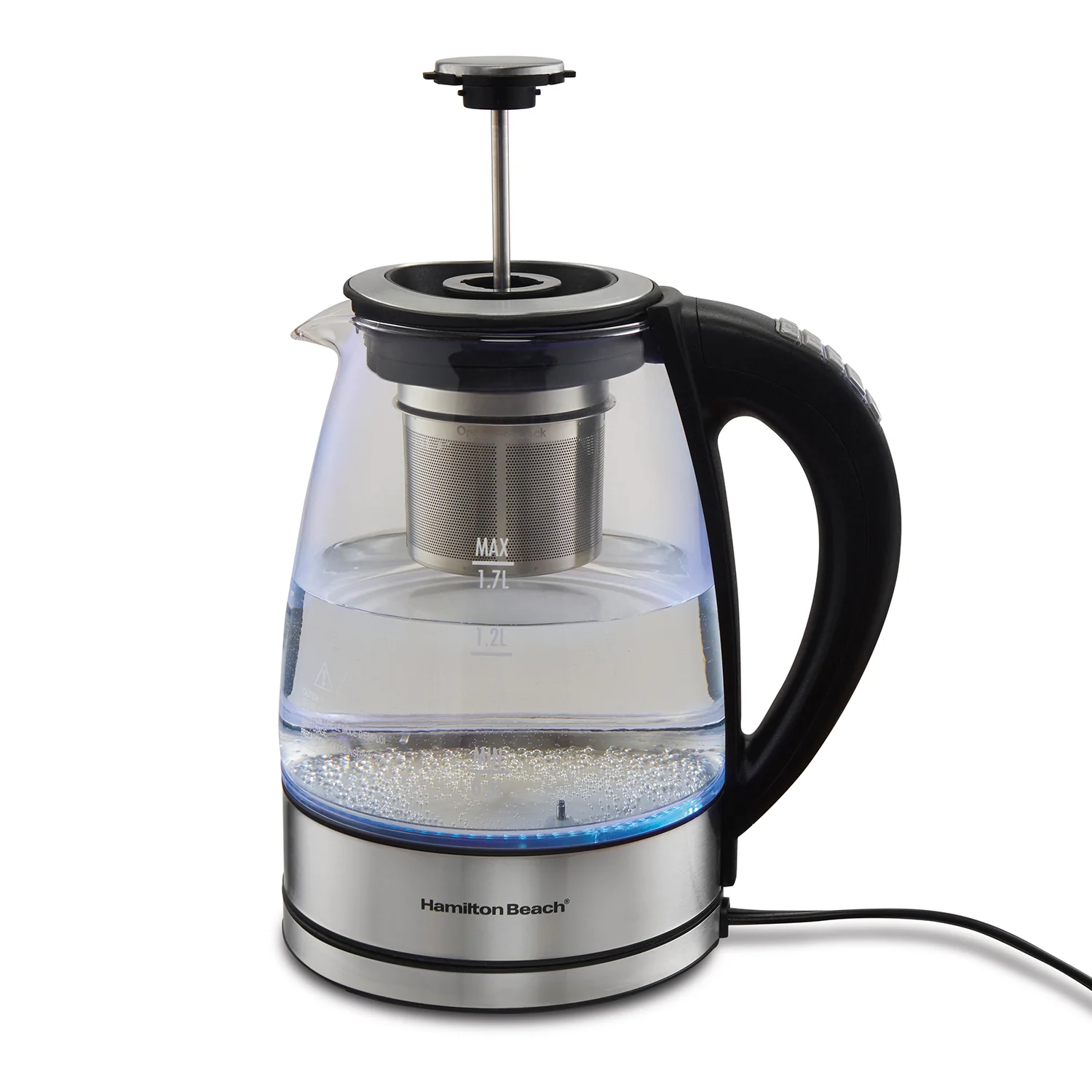 Hamilton Beach Kettle: 1.7L, variable temperature with removable Tea Infuser, glass & s/s | 40942C - Inhomebuy