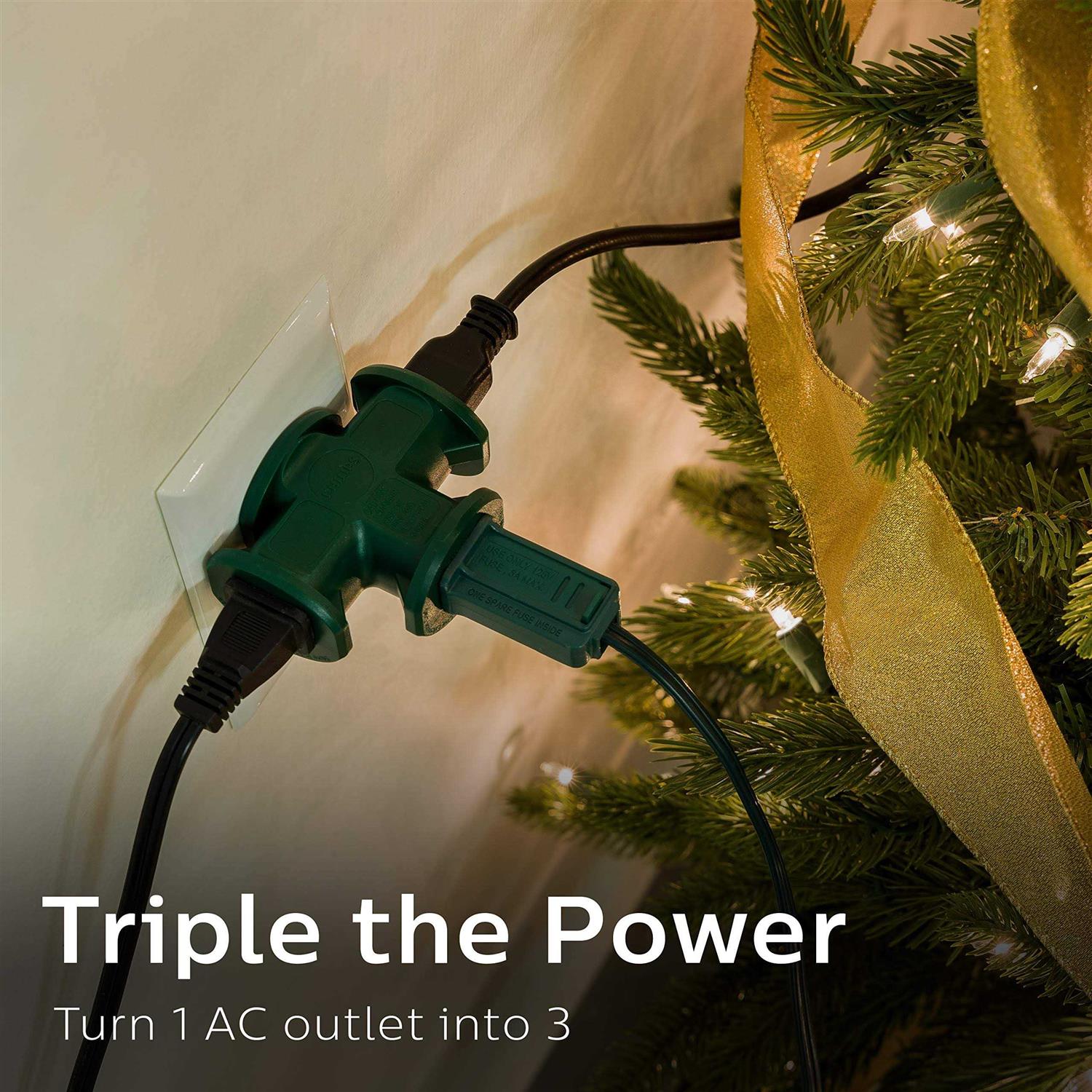 Philips EZGrip 3-Outlet 8ft. Indoor/Outdoor Extension Cord Black - Inhomebuy