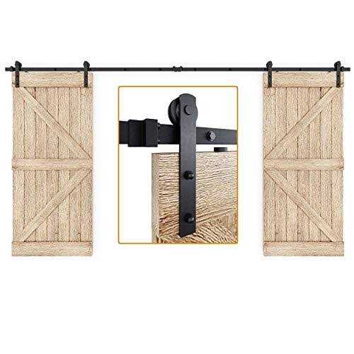 EaseLife 8 ft Double Door Sliding Barn Door Hardware Track Kit,Basic J Pulley,Heavy Duty,Slide Smoothly Quietly,Easy Install - Inhomebuy