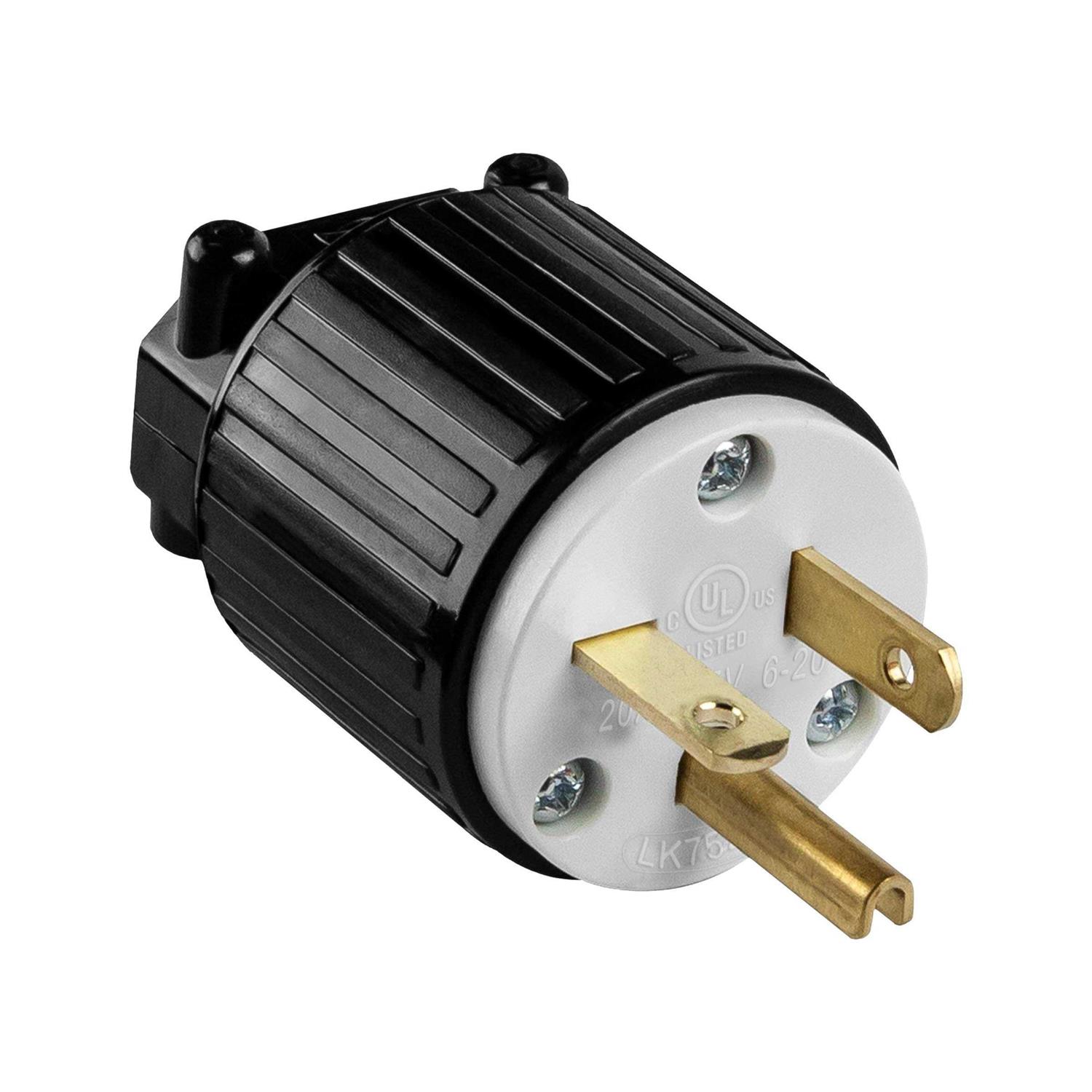 Enerlites Nema 6-15p Straight Blade Replacement Plug Connector Male Extension Cord Ends 66220-BK - Inhomebuy