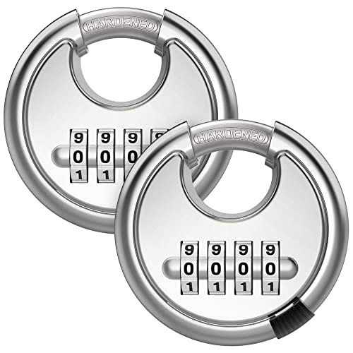 Puroma Combination Lock 4 Digit Disc Padlock with Hardened Steel Shackle - Inhomebuy