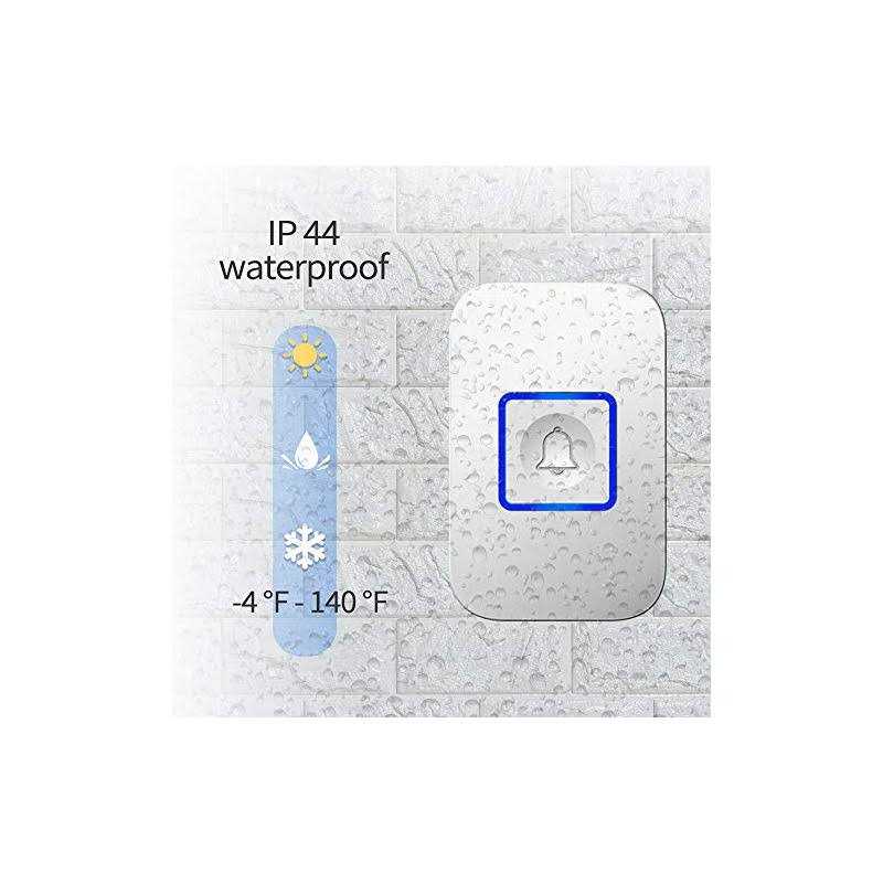 Wireless Doorbell Waterproof Door Bell Battery Operated at 1,300 ft with 2 Plug in Receivers Kit 1 Chime transmitter Remote Button - Inhomebuy