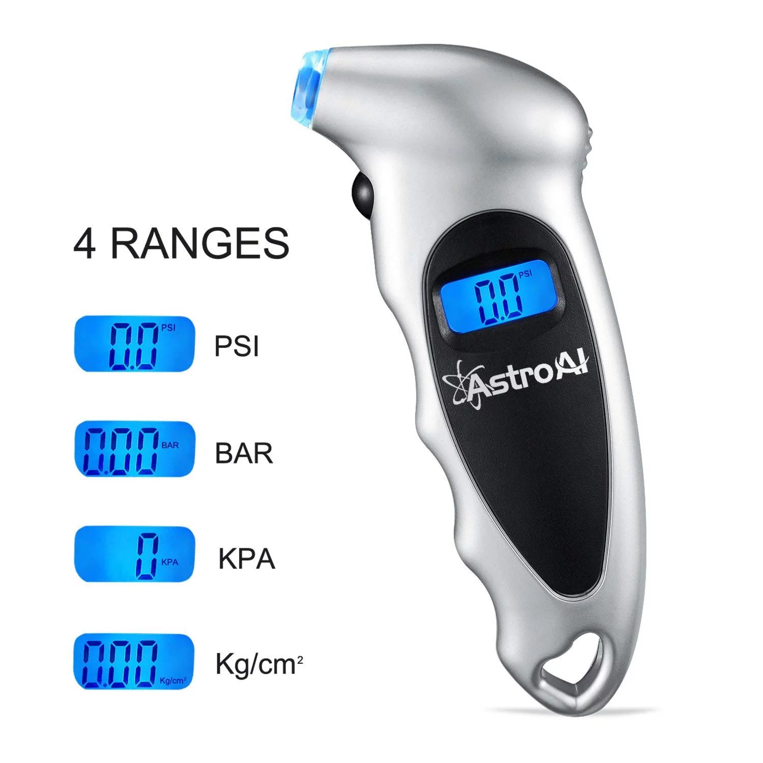 AstroAI 3 Pack Digital Tire Pressure Gauge 150 Psi 4 Settings for Car Truck Bike, LCD Screen, Non-Slip Grip, Silver, for Gift - Inhomebuy