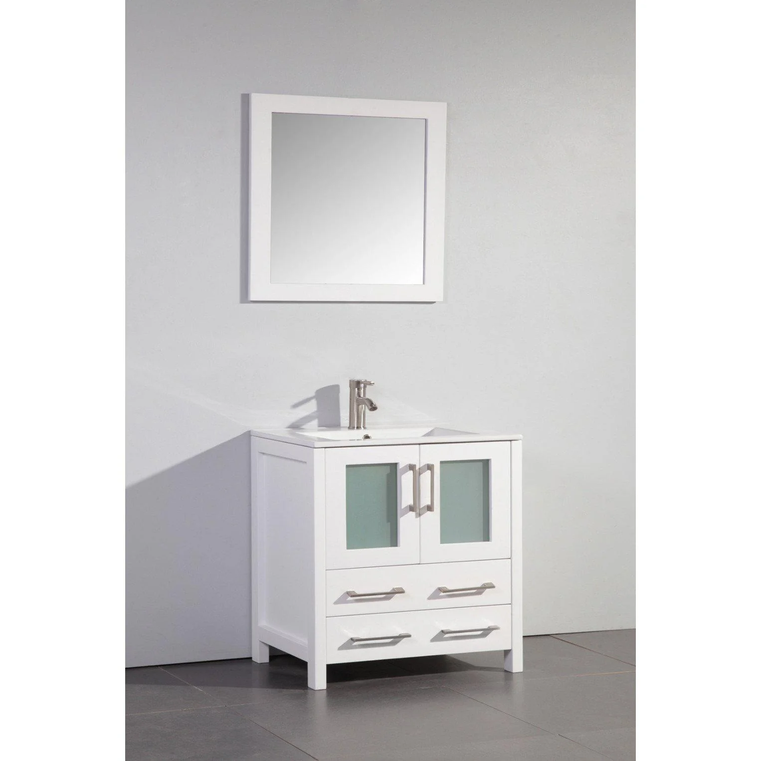 Vanity Art 30 in. Single Sink Vanity Cabinet with Ceramic Sink & Mirror - White, VA3030W - Inhomebuy