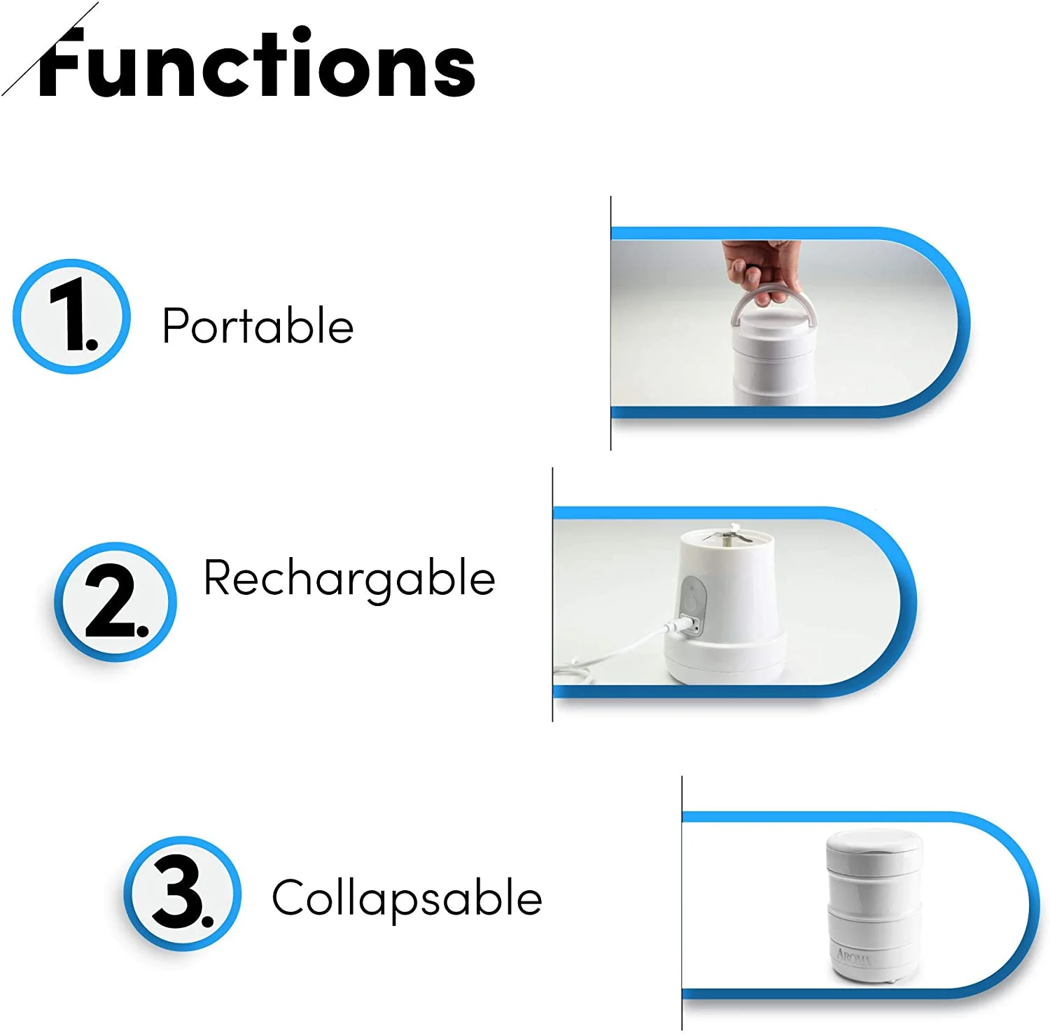 Aroma Travel Blender: 7oz rechargable USB powered | AMX-001 - Inhomebuy